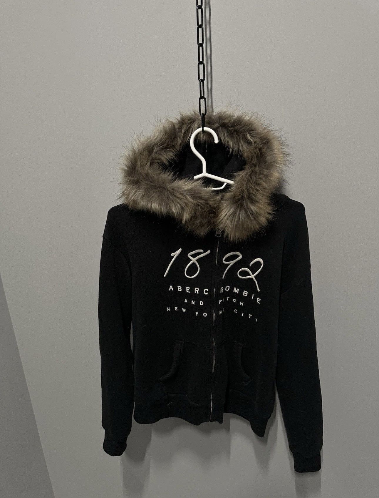 Abercrombie & Fitch Japanese 2000s Faux fur hoodie Y2K Lgb