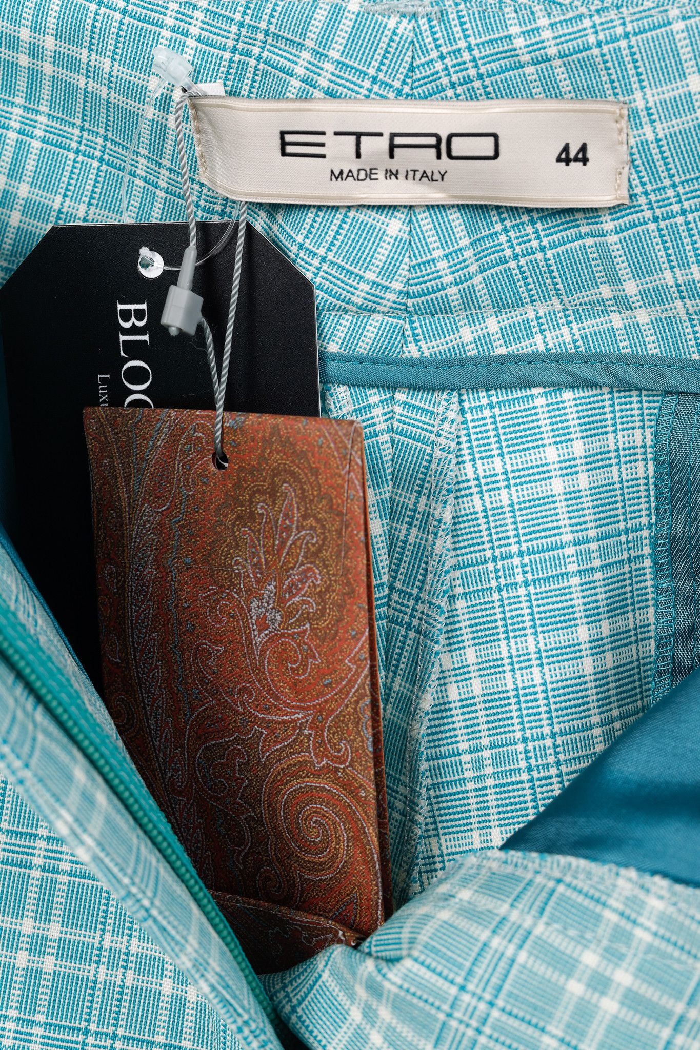 Etro Etro Teal Plaid Wool Straight-Leg Trousers Size 33" - 4 Thumbnail