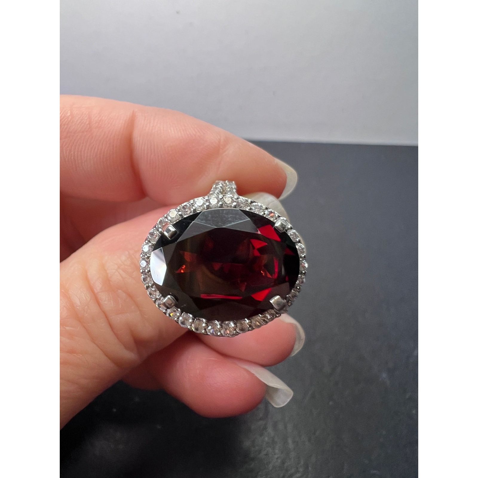 Other Garnet and zircon sterling silver cathedral halo ring size 9 Size ONE SIZE - 6 Thumbnail