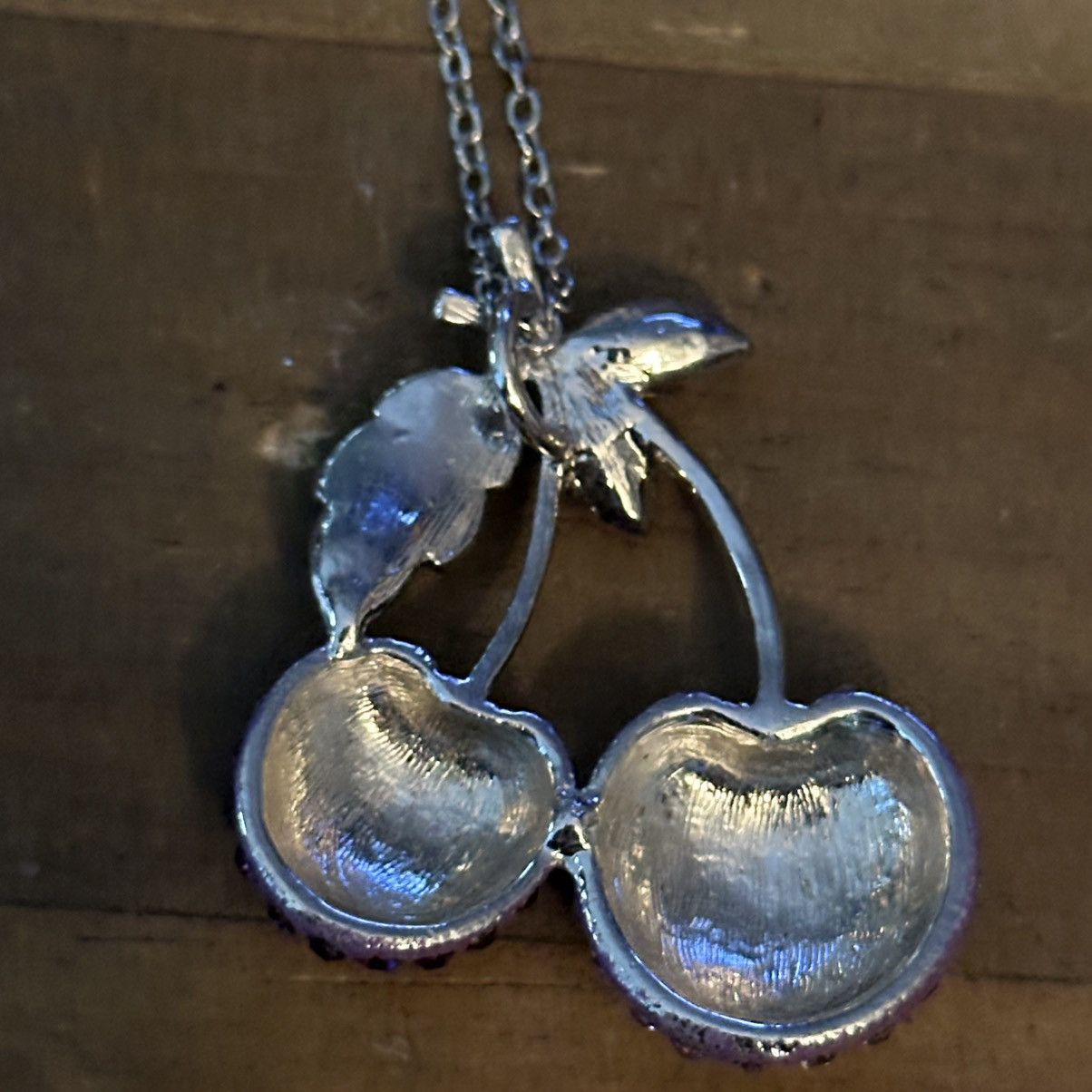 Other Silver tone rhinestone cherries pendant necklace Size ONE SIZE - 4 Thumbnail