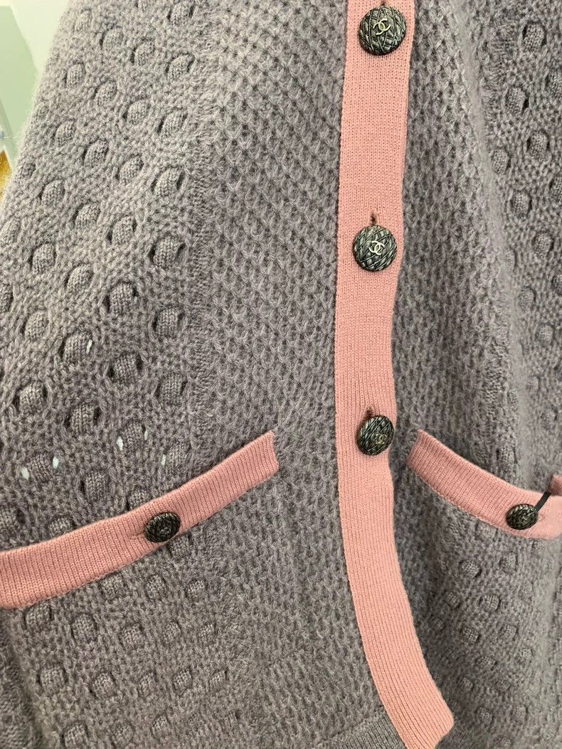 Chanel Chanel Gray Pink Wool Cardigan Sweater Size XS / US 0-2 / IT 36-38 - 3 Thumbnail