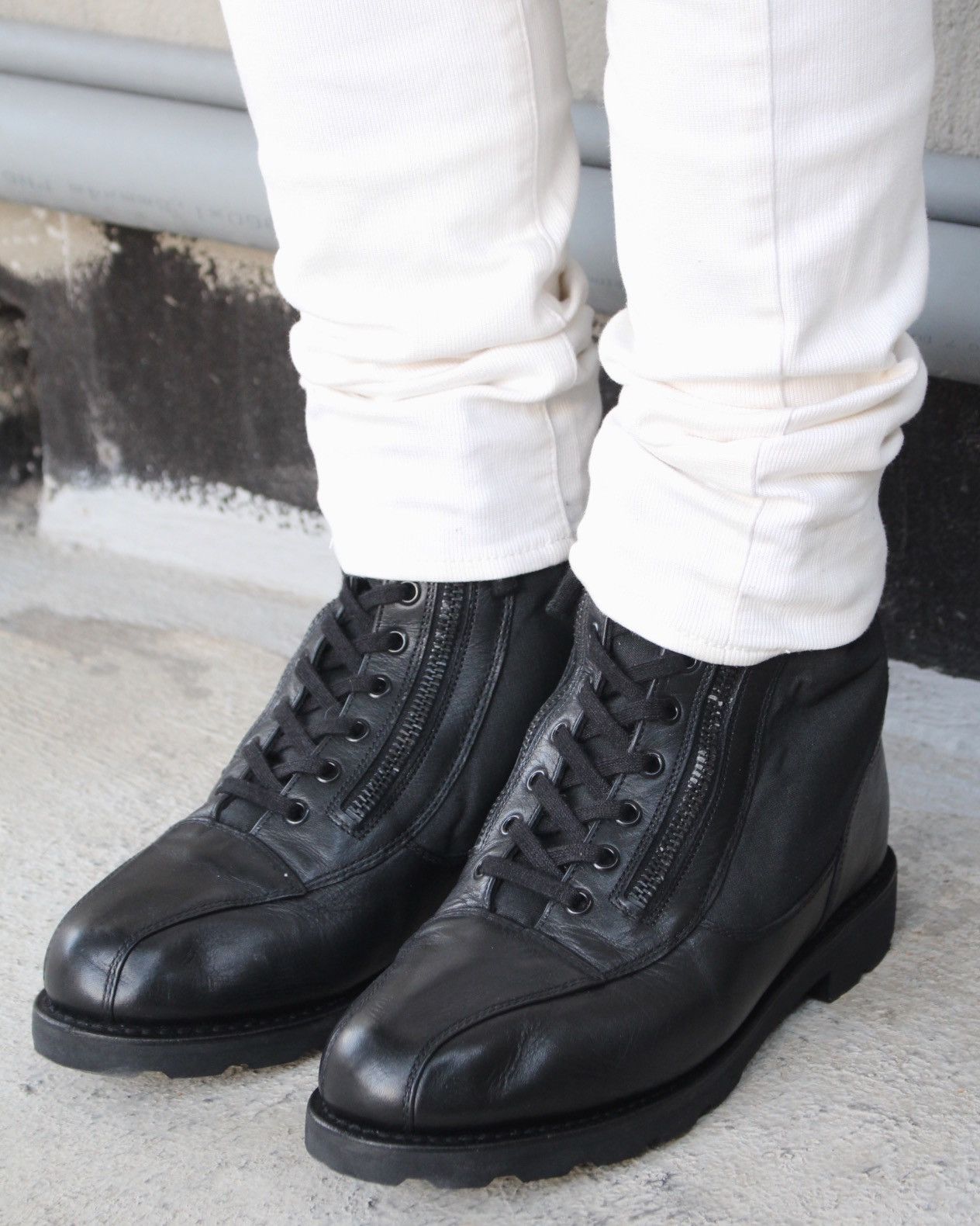 Vintage 2014 ARMY FRENCH LEATHER BOOTS Size US 10 / EU 43 - 2 Thumbnail