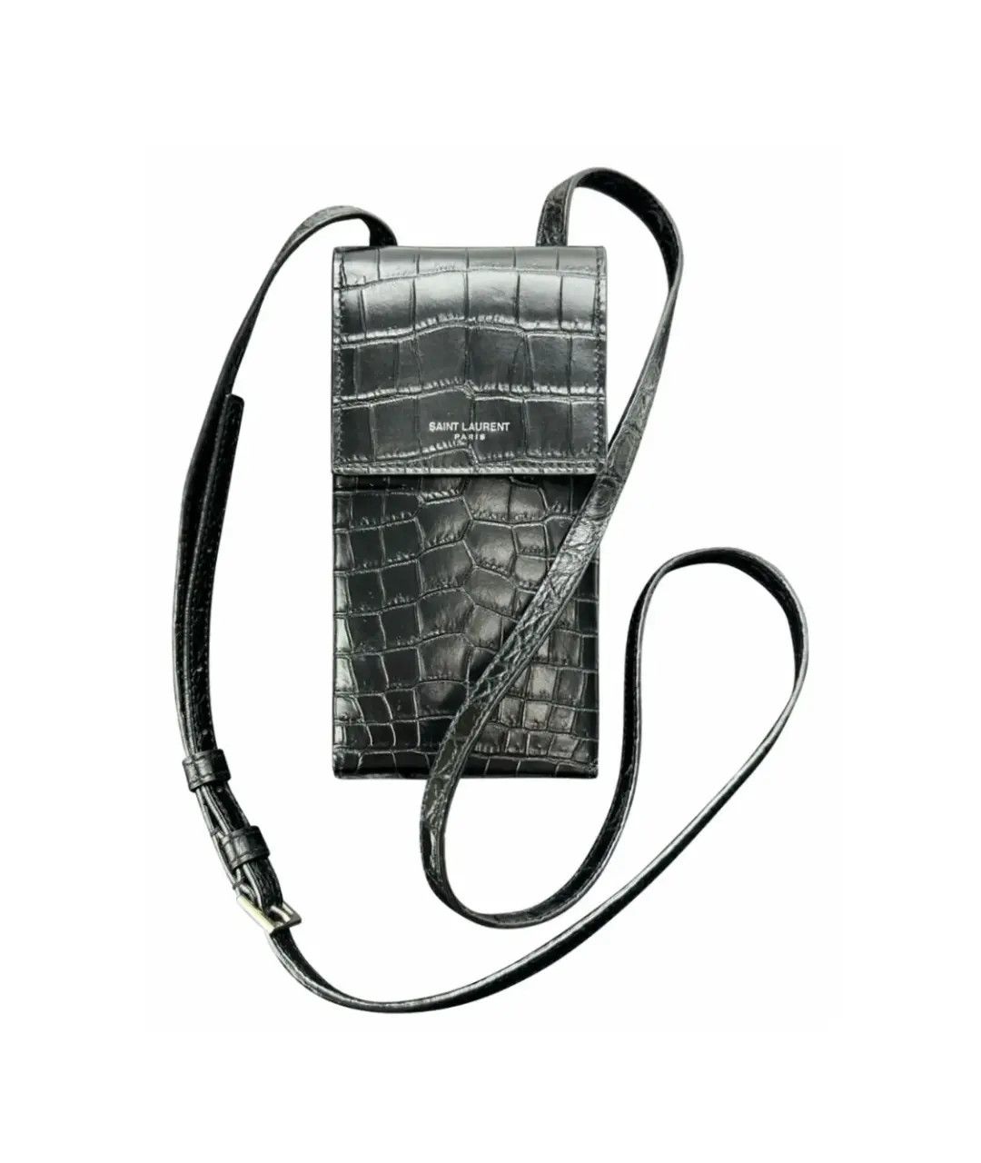 Saint Laurent Paris o1b1hav110125 Size: OS / Phone Pouch Embossed Leather Black Size ONE SIZE - 2 Thumbnail
