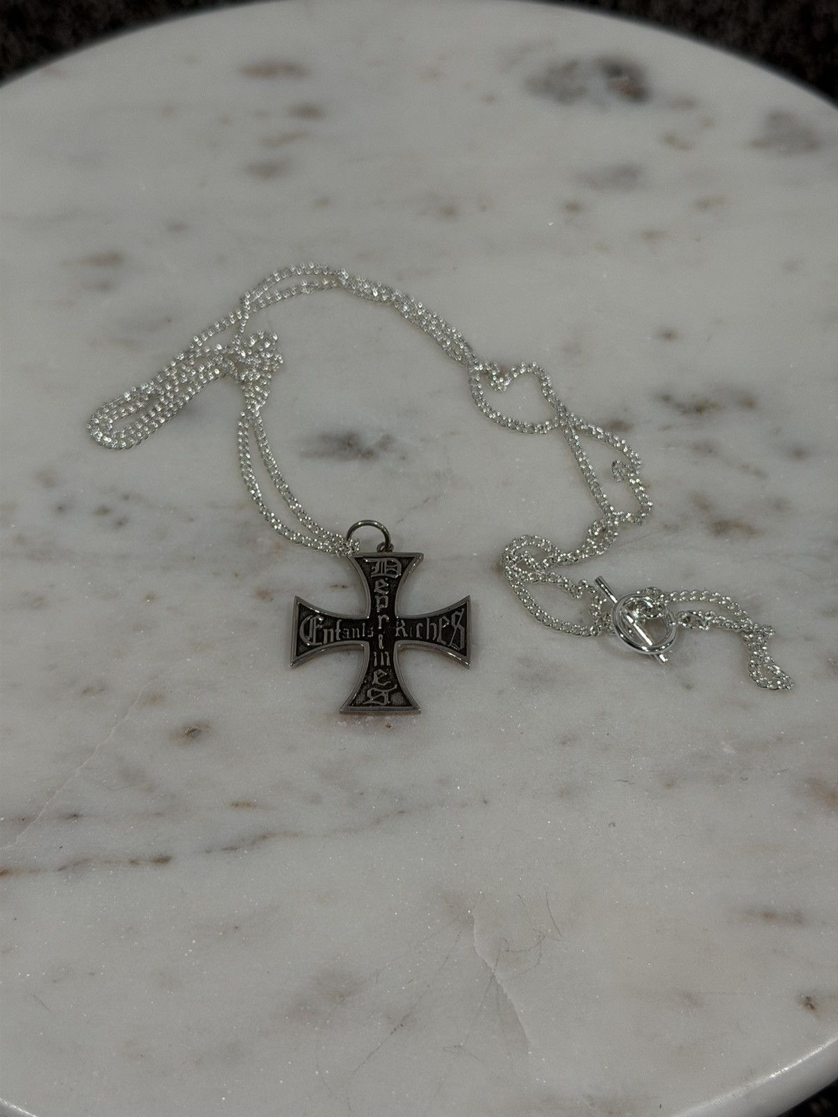 Enfants Riches Deprimes Enfants Riches Deprimes Silver Cross Gothic Logo Necklace Size ONE SIZE - 3 Thumbnail