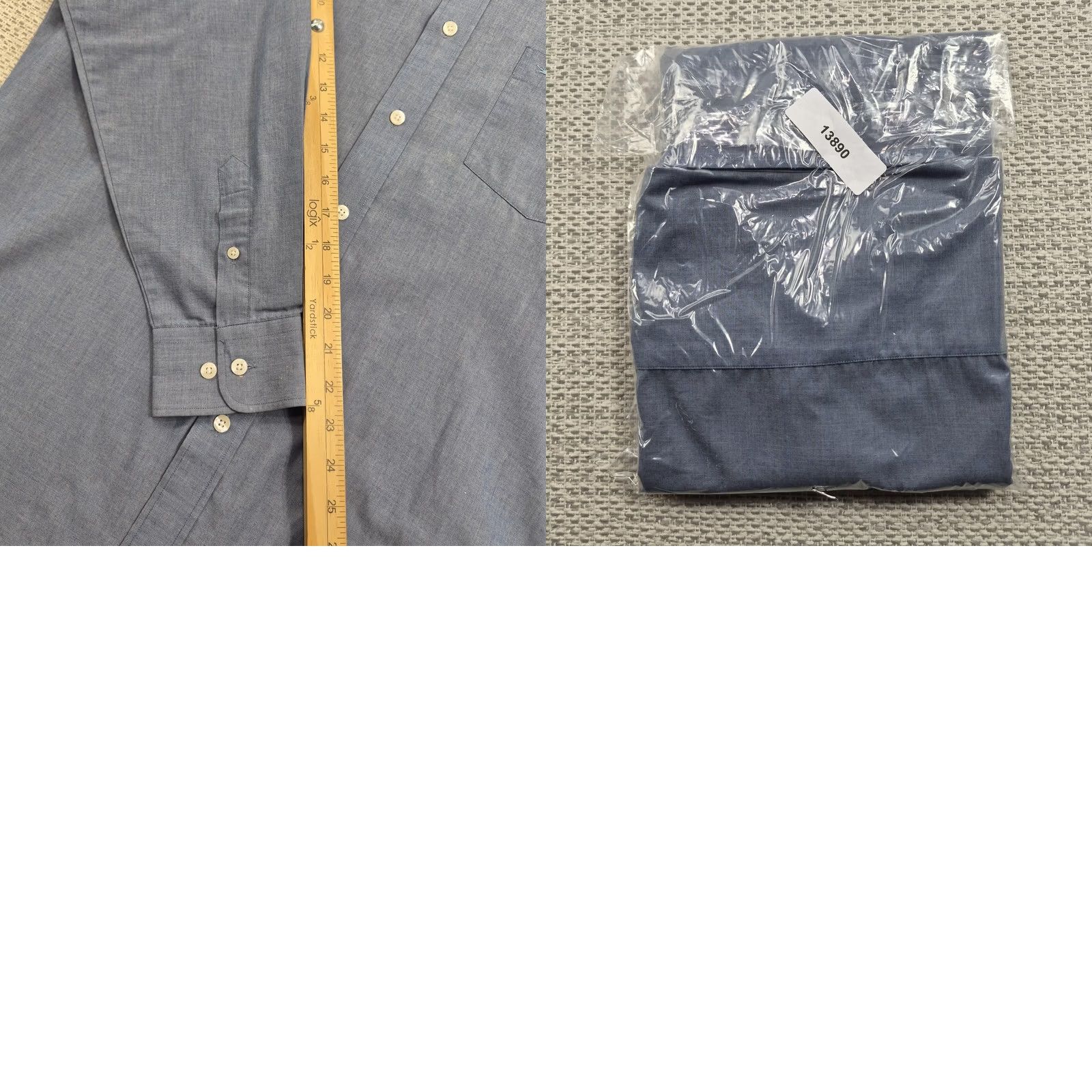 Vintage Crocodile Shirt Mens 17 34/35 Blue Solid Button Down Long Sleeve Dress Pocket Shirt Men Regular Size 17 Blue Size 46R - 9 Thumbnail