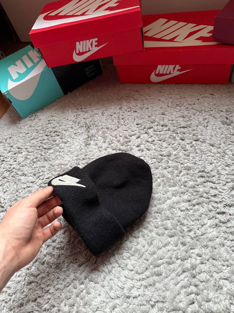 Nike 90s Vintage Nike Knitted Beanie Basic Logo Hat Rare Size ONE SIZE - 4 Thumbnail