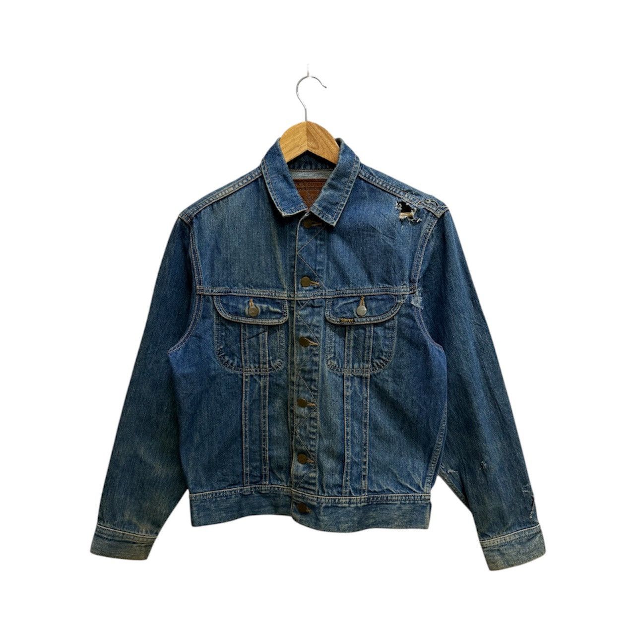 Edwin Vintage 80s Edwin Distressed Denim Trucker Jacket Jeans Size US S / EU 44-46 / 1 - 1 Thumbnail