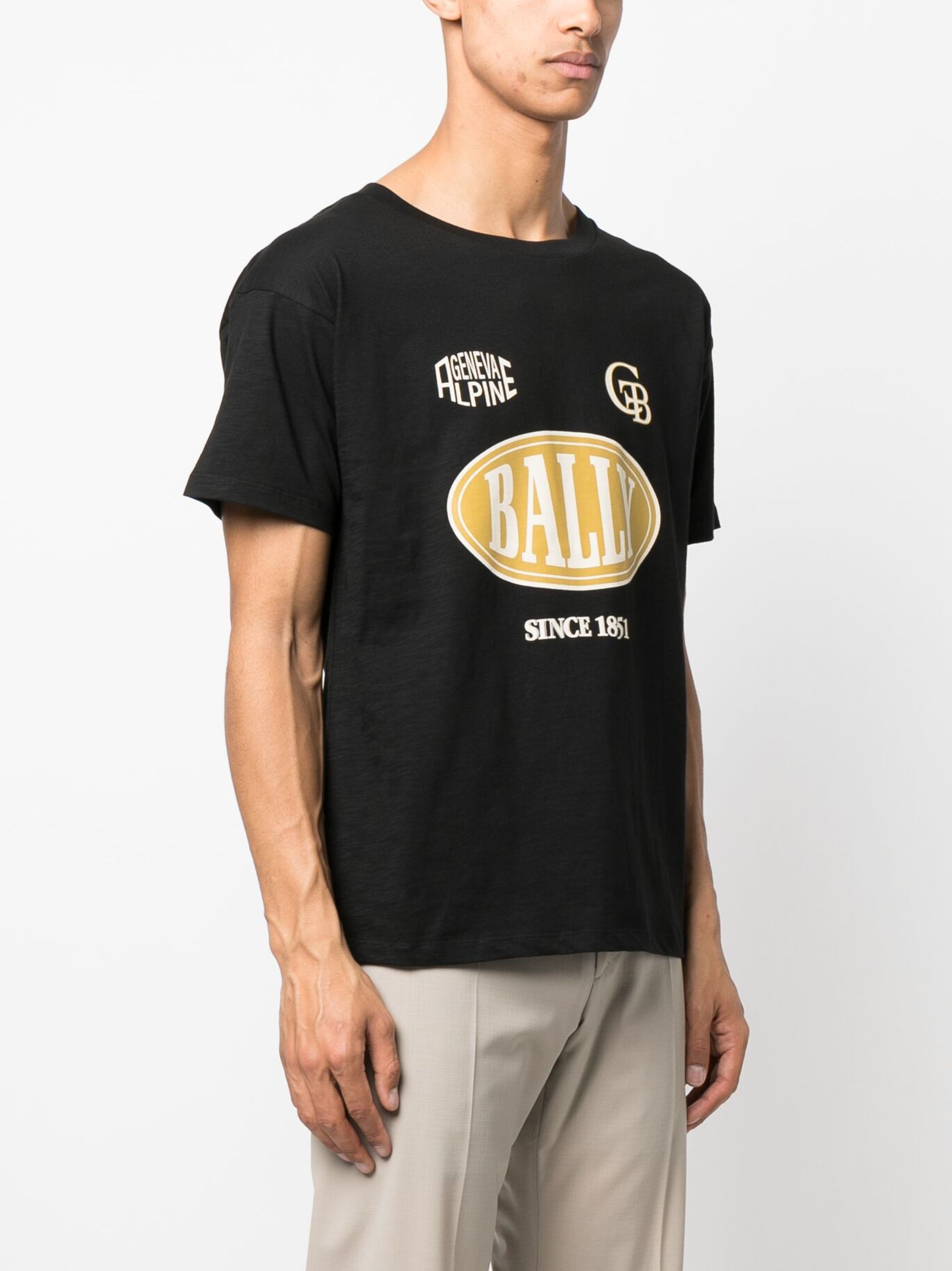Bally o1y1224 Short Sleeves Logo Print Cotton T-Shirt in Black Size US L / EU 52-54 / 3 - 3 Thumbnail
