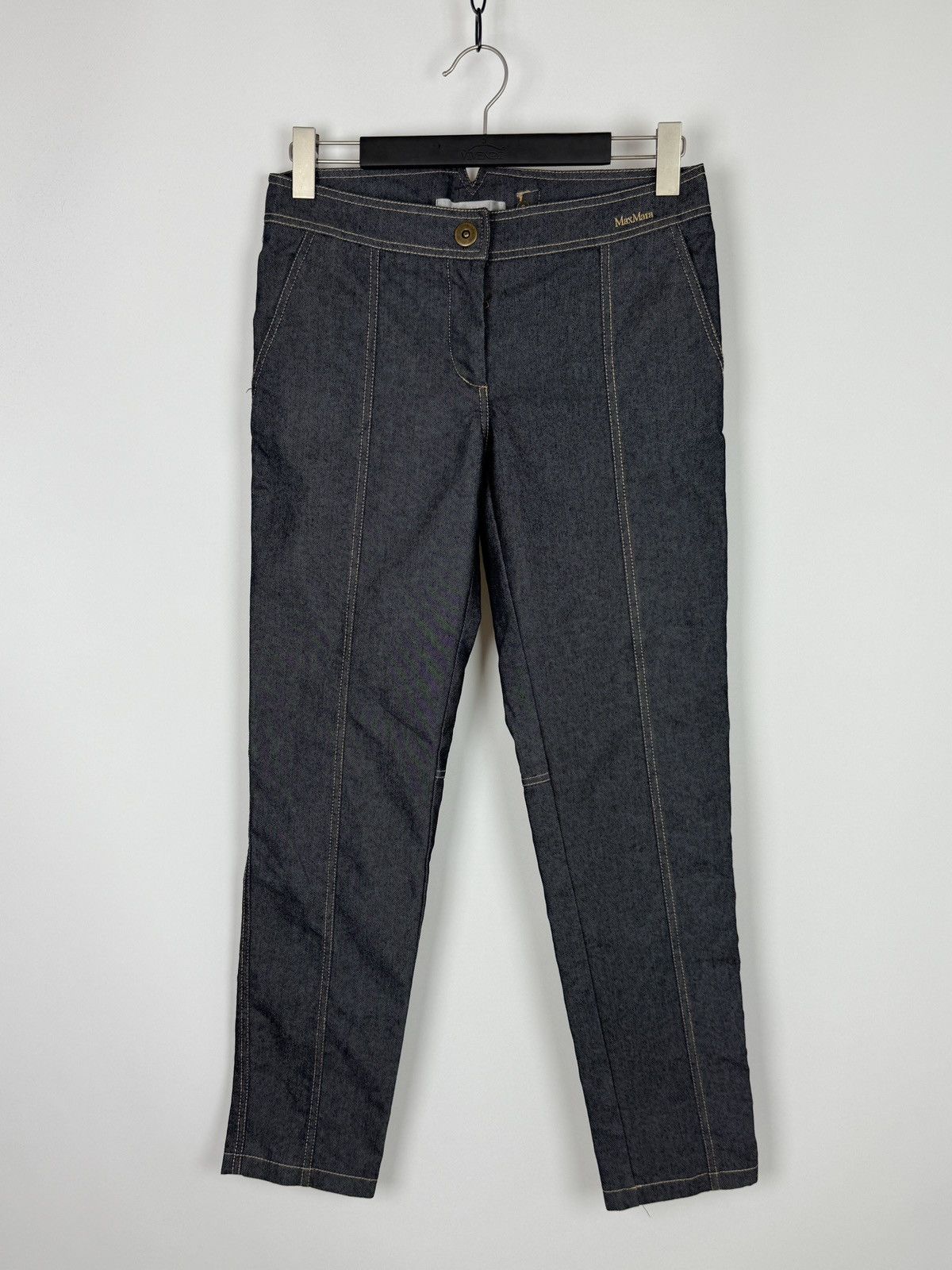 Max Mara Y2K Vintage Max Mara Fishtail Buckleback Denim Jeans Pants 8 Size 30" / US 8 / IT 44 - 1 Thumbnail