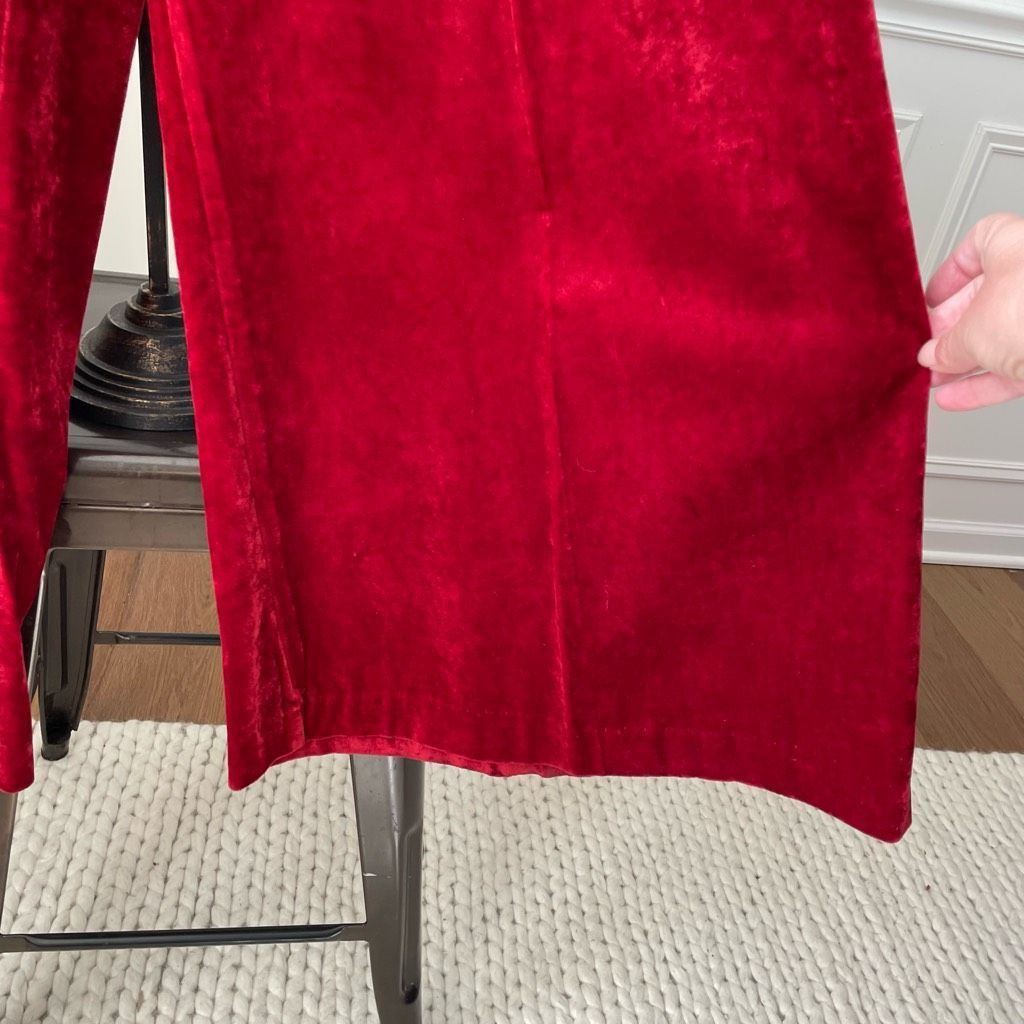 Vintage Vintage 70s Red Velveteen Extreme Wide Leg Palazzo Pants XS Size 25" / US 0 / IT 36 - 6 Thumbnail