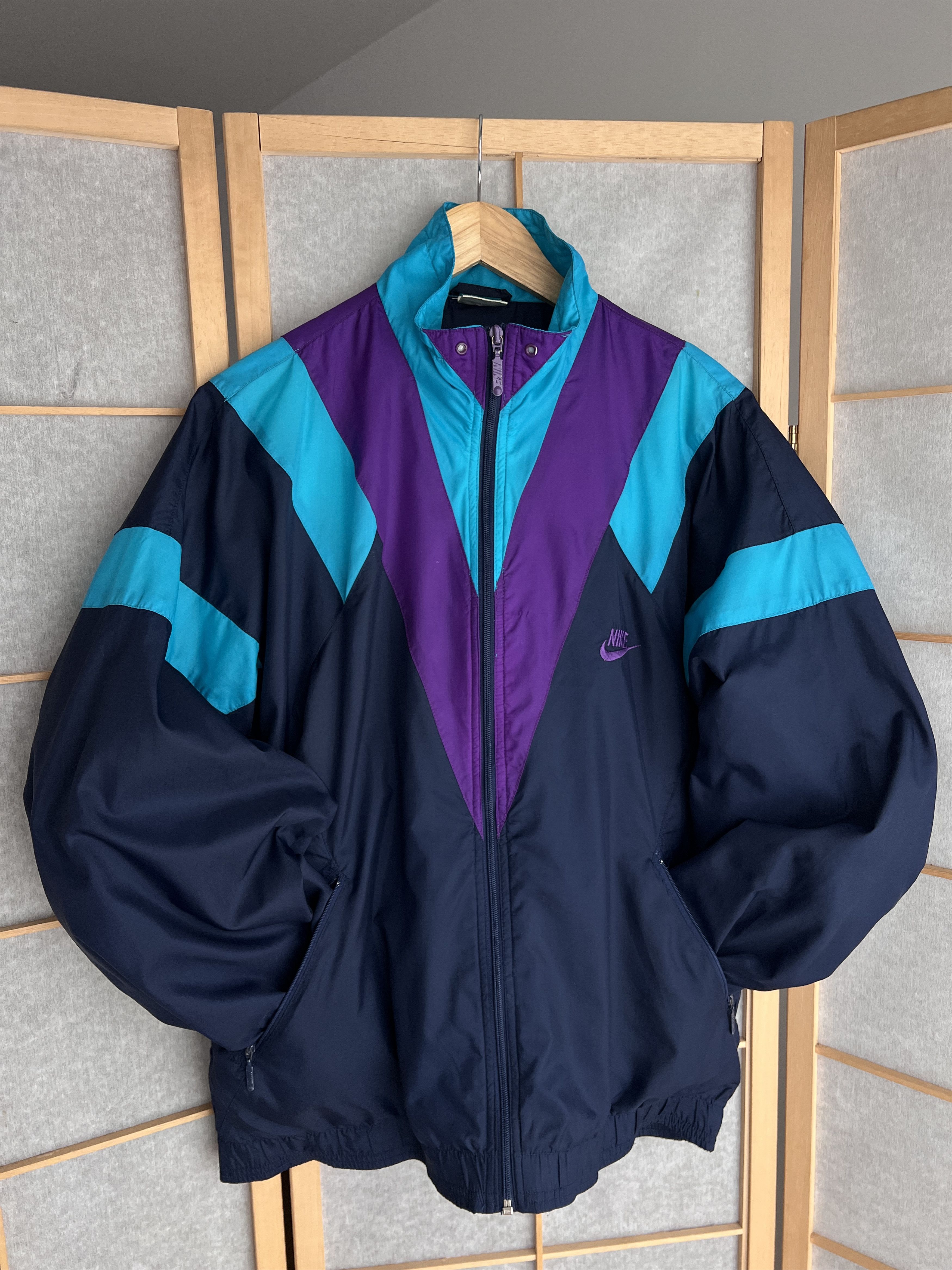 Nike Nike vintage 1990s nylon multicolour track top retro jacket Size US L / EU 52-54 / 3 - 5 Thumbnail