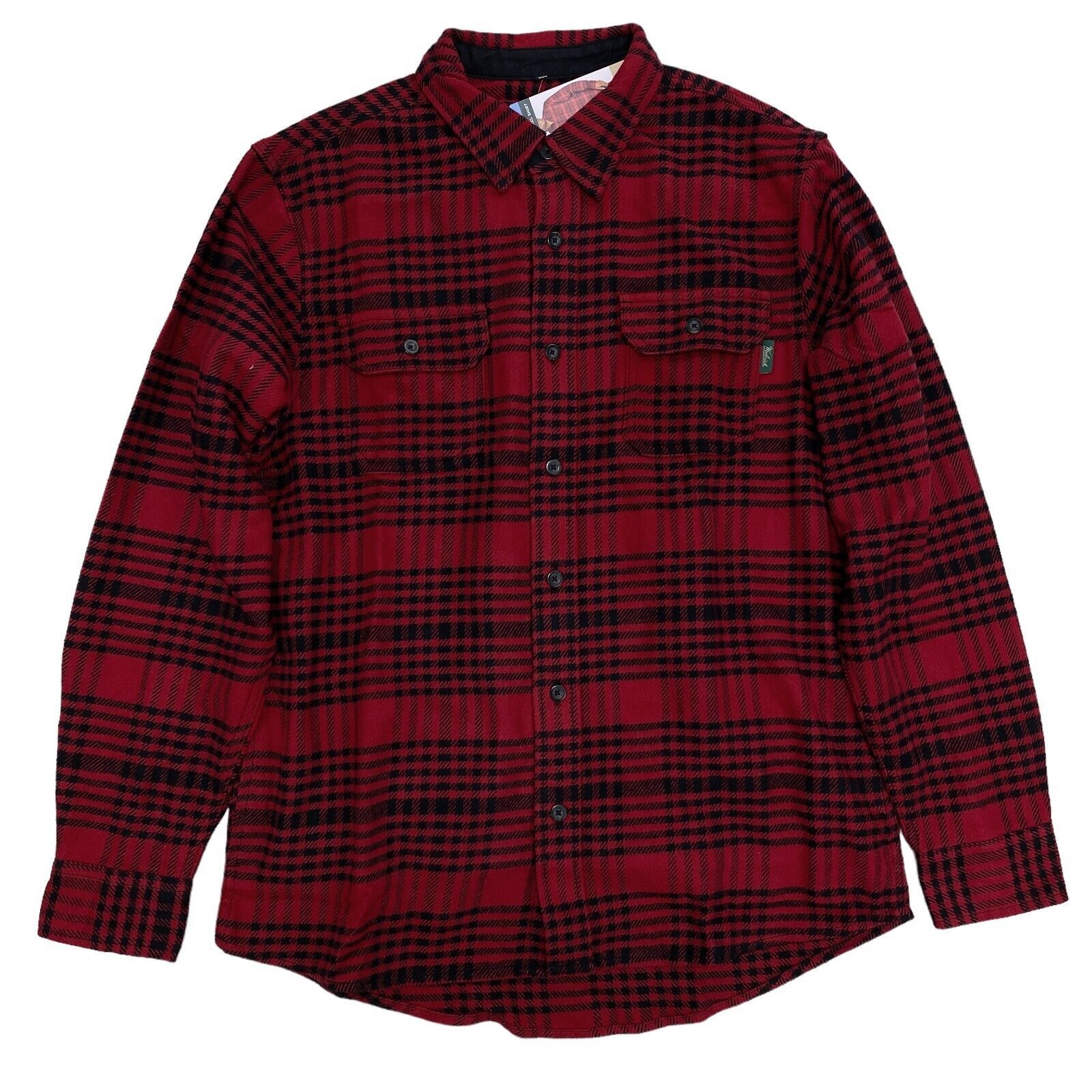 Vintage Woolrich Men's Brawny Flannel Heavyweight Cotton Shirt Red Grid ...