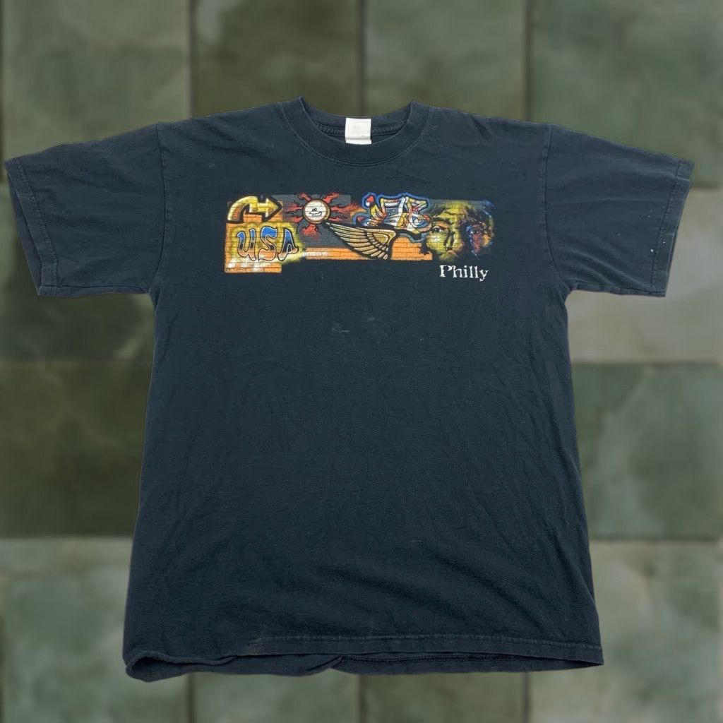 Gildan VINTAGE Gildan Shirt Adult Medium Black Graffiti Grunge Y2K 90s Concert US Mens Size US M / EU 48-50 / 2 - 1 Thumbnail