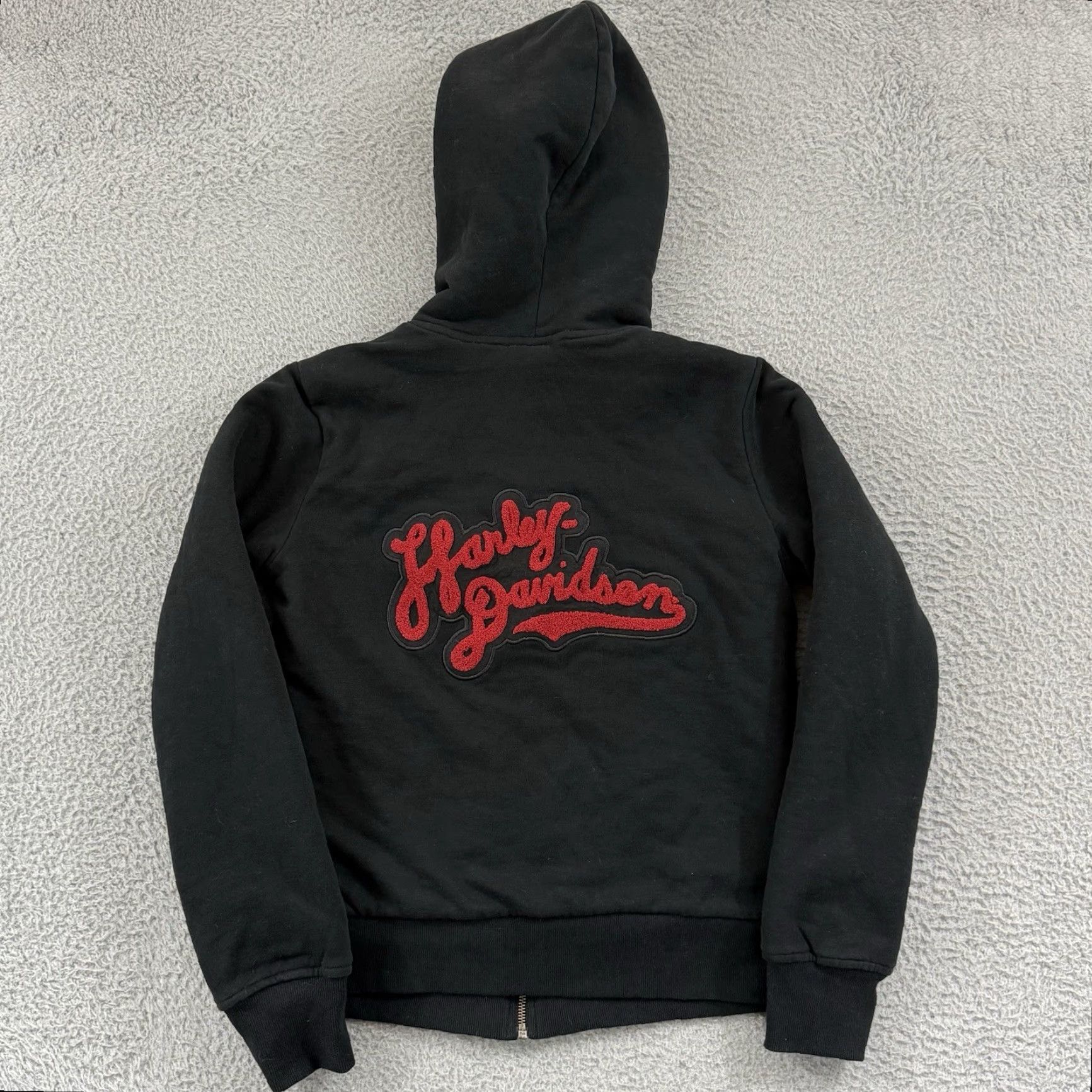 Harley Davidson VINTAGE Harley Davidson Sweatshirt Womens Medium Black Sherpa Hoodie Biker Motorcycle Size M / US 6-8 / IT 42-44 - 6 Thumbnail