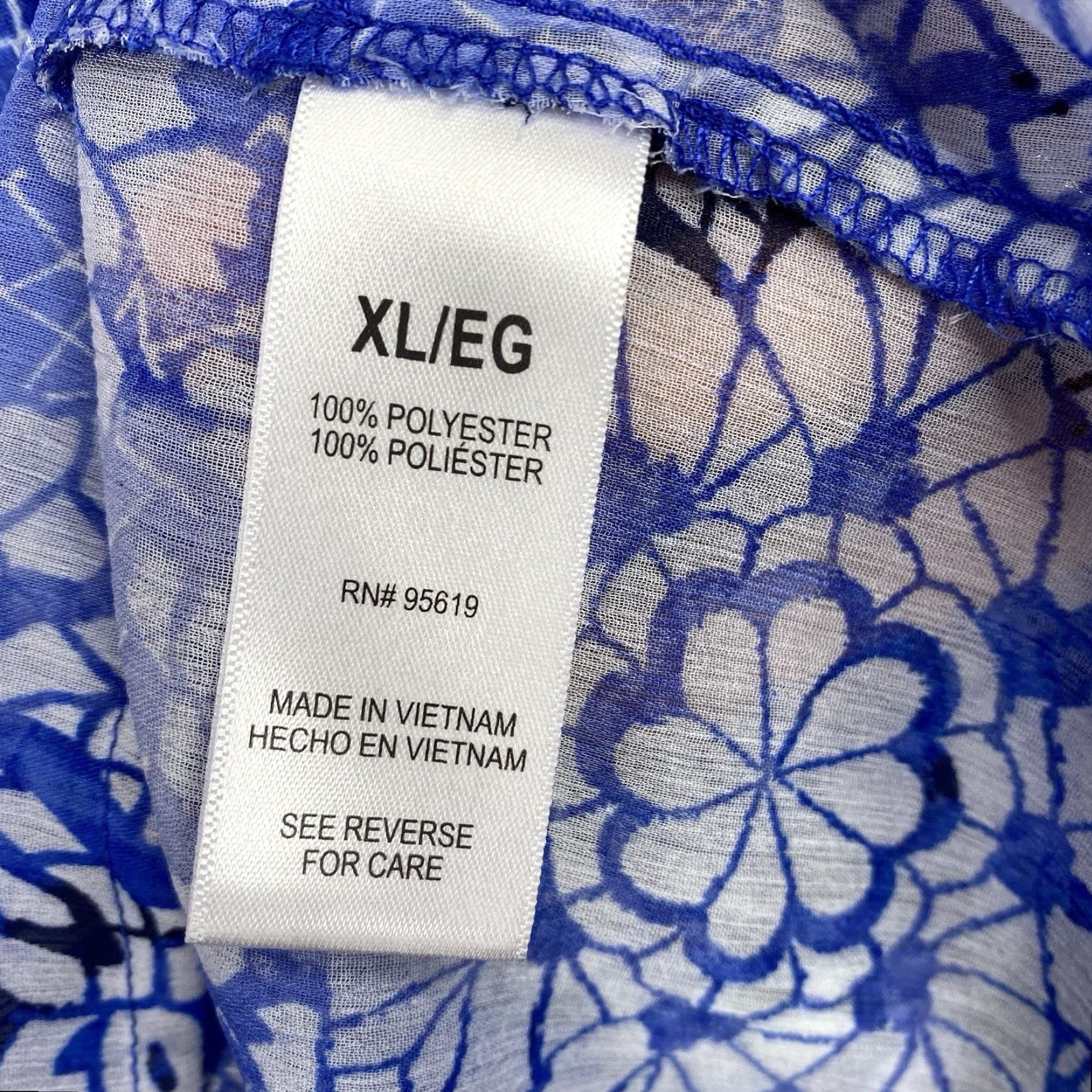 Vintage Fever Clothing Co Blouse Women's XL Sleeveless Floral Paisley Blue Geometric Chiffon Keyhole Neck Tunic Casual Caprice Style - 90s? Size XL / US 12-14 / IT 48-50 - 6 Thumbnail