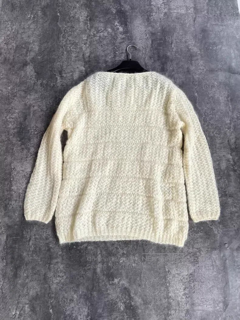 Saint Laurent Paris Saint Laurent Paris White Openwork Feather Pattern Wool Kn Size US M / EU 48-50 / 2 - 2 Thumbnail