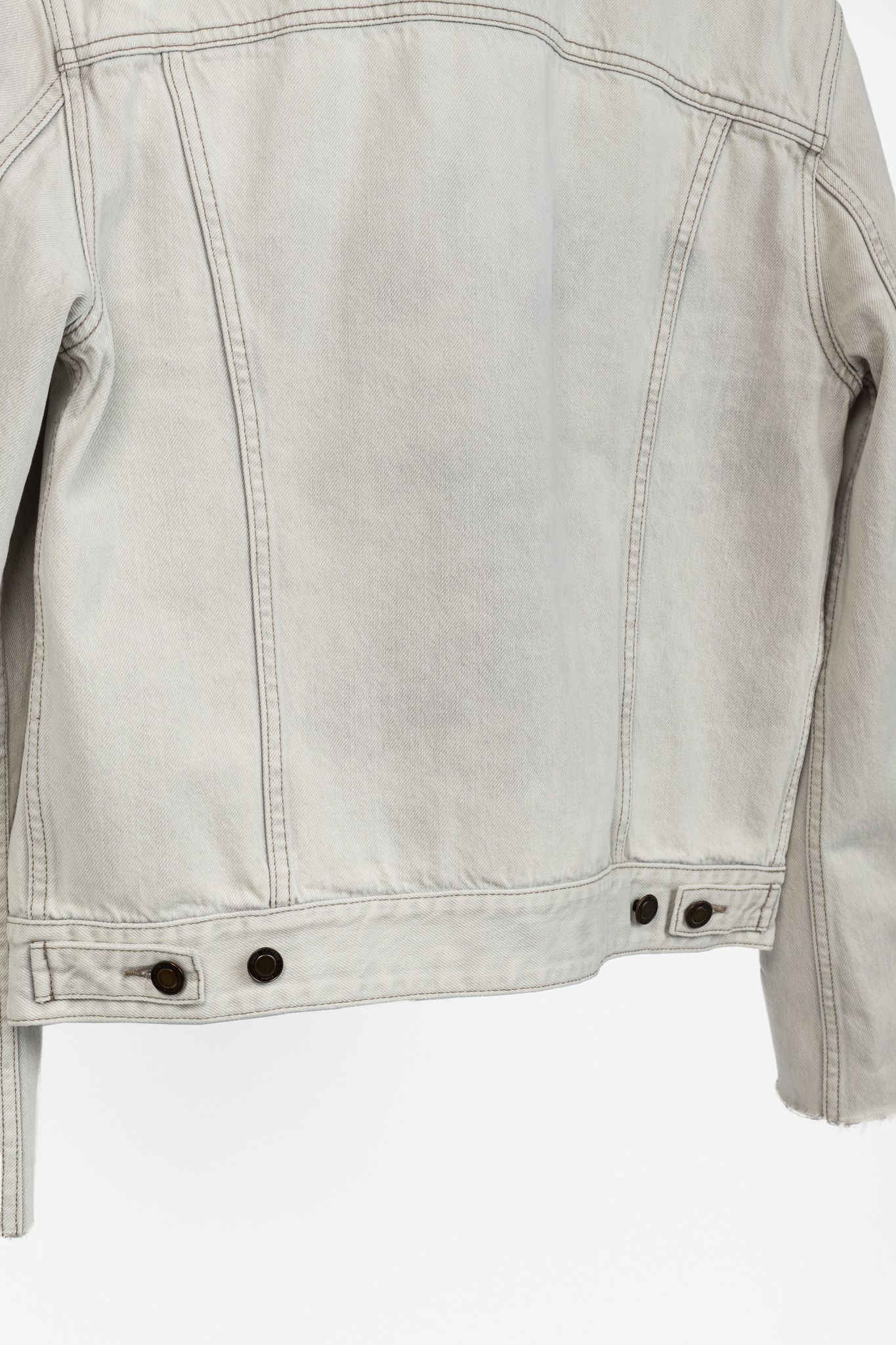 Saint Laurent Paris Saint Laurent Light-Grey Cotton-Denim Frayed-Cuff Jacket Size US XL / EU 56 / 4 - 9 Thumbnail