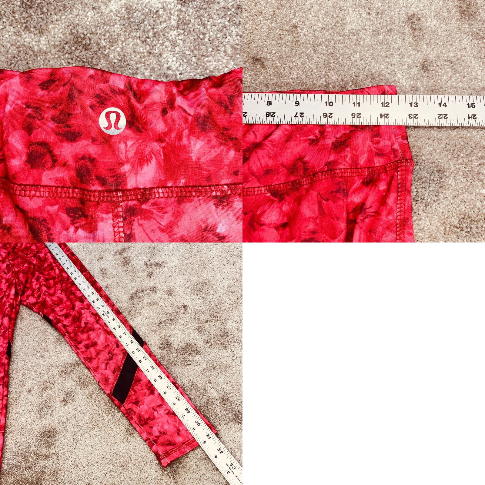 Lululemon Lululemon Leggings Women 4 Red Floral 25" Inseam Nylon Spandex Pull On Ankle Pocket Athleisure Yoga Size 27" / US 4 / IT 40 - 8 Thumbnail