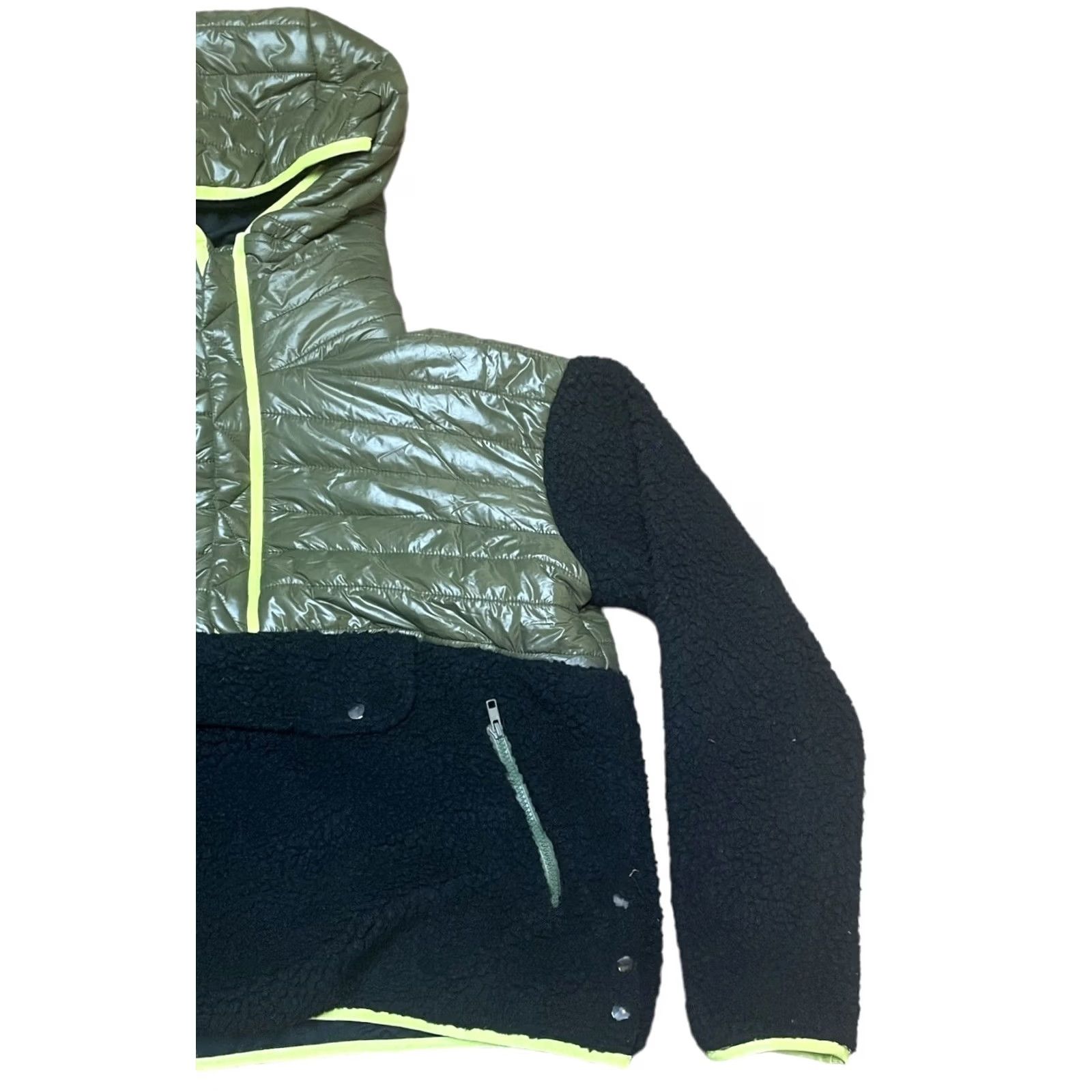 Vintage Dee Elly Jacket Womens 1/2 Zip Fleece Green Black Puffy Mid-Length Regular Size S Pullover Jacket Size S / US 4 / IT 40 - 4 Thumbnail
