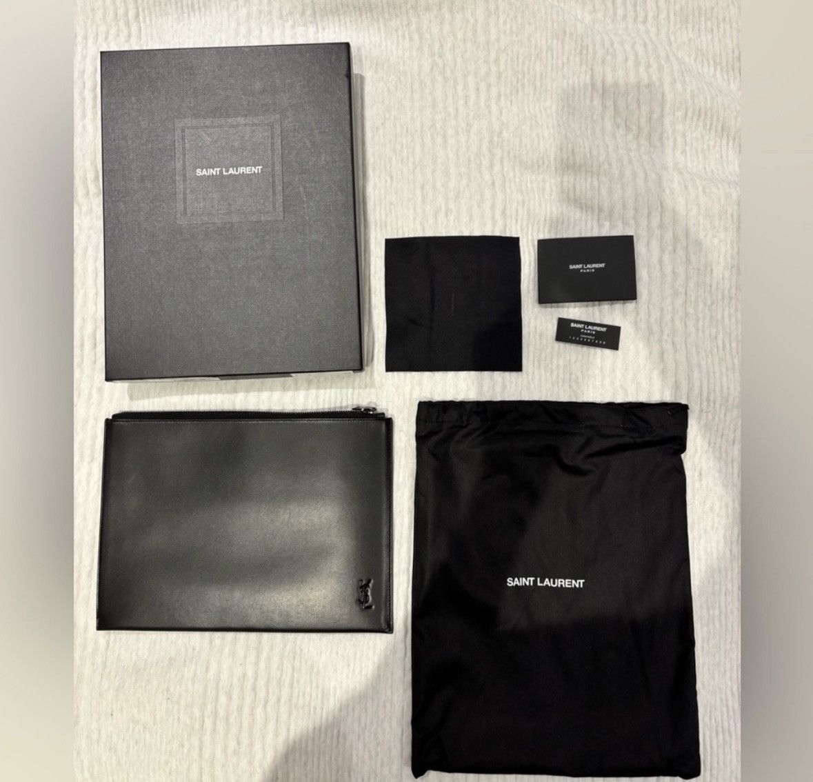Saint Laurent Paris Black Leather Clutch/Pouch Size ONE SIZE - 7 Thumbnail