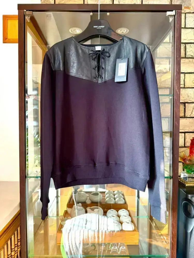 Saint Laurent Paris Saint Laurent Pairs by Hedi 15SS Leather Joint Sweatshirt-2 Size US XL / EU 56 / 4 - 1 Thumbnail