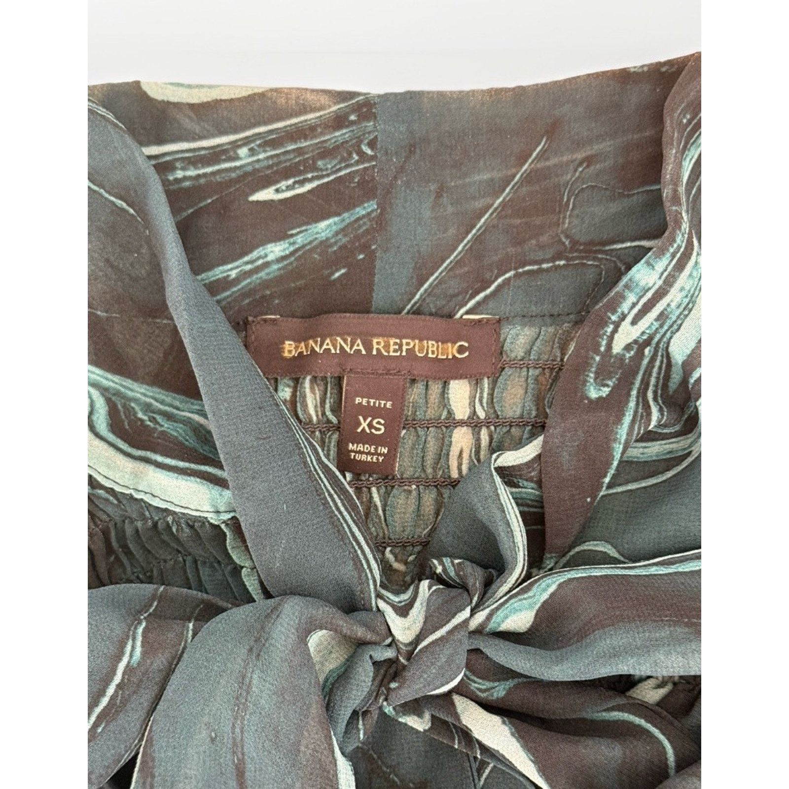 Banana Republic Banana Republic Teal Marble Tie Scarf Neck Dress XS Women's Size XS / US 0-2 / IT 36-38 - 7 Thumbnail