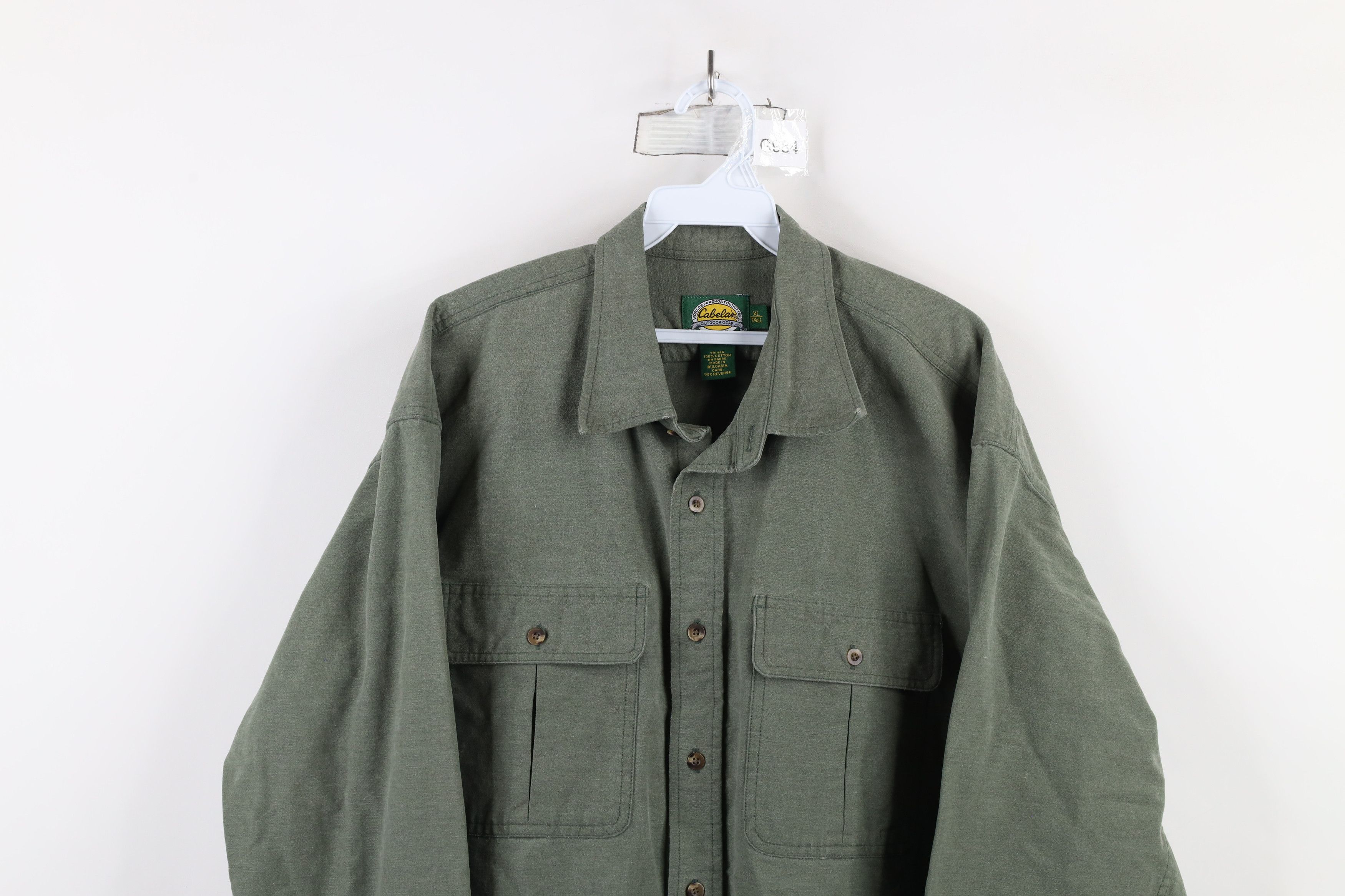 Cabelas × Vintage Vintage 90s Cabelas Cloth Collared Button Shirt Green Size US XL / EU 56 / 4 - 2 Thumbnail