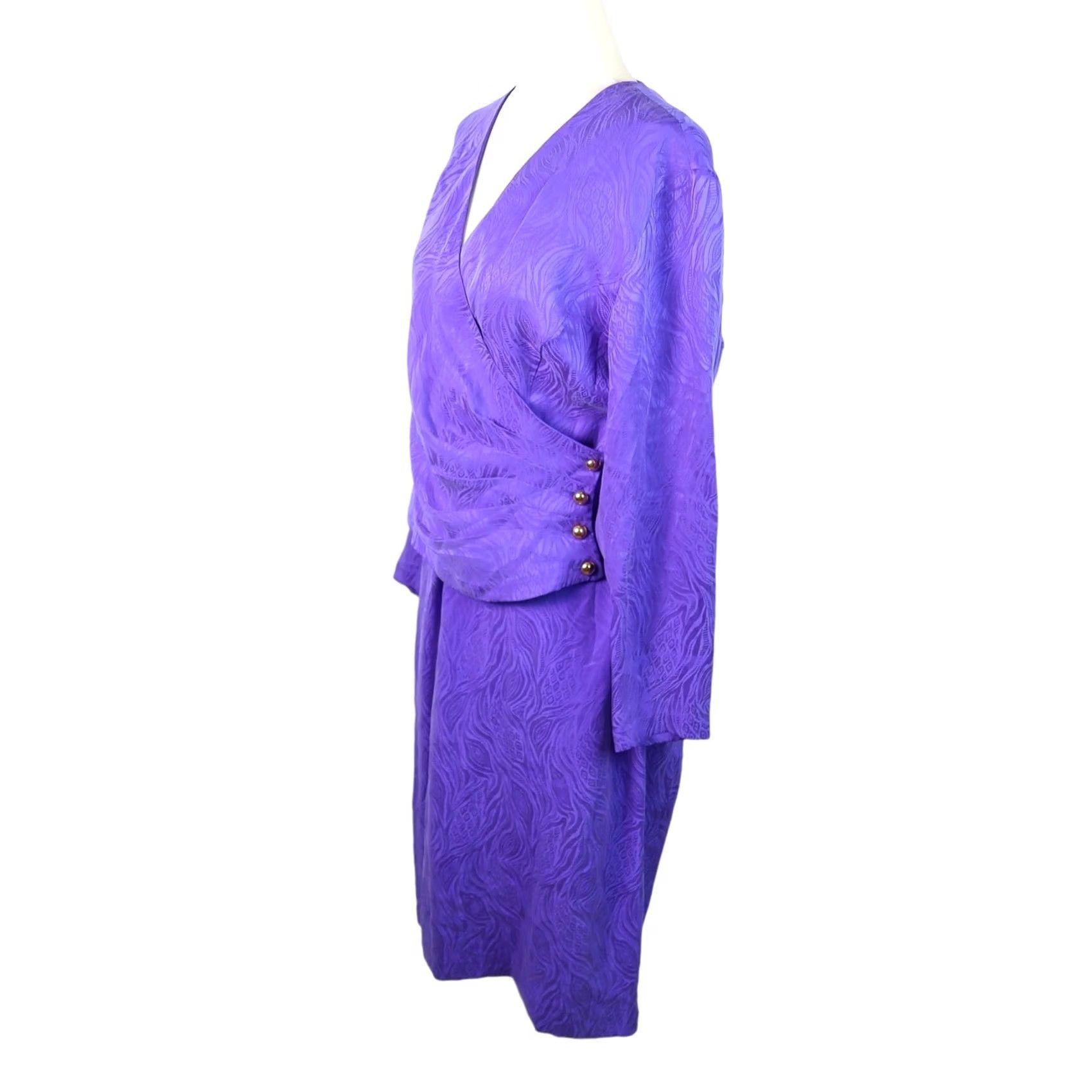 Vintage VINTAGE Argenti royal purple silk top and skirt suit set 12 90s Cocktail Dress / Ensemble (Silk) Ladies Womens Size XL / US 12-14 / IT 48-50 - 3 Thumbnail