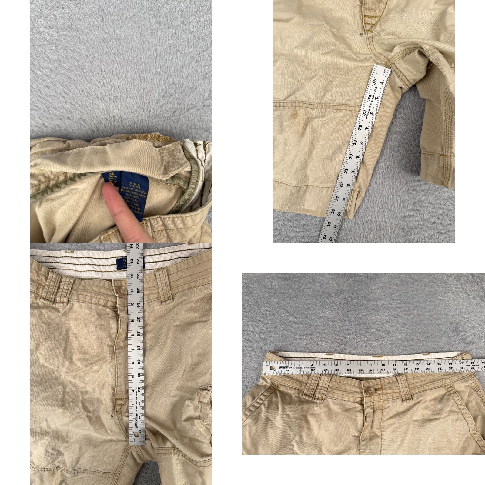 Polo Ralph Lauren VINTAGE Polo Ralph Lauren Cargo Shorts Men 36 Beige Twill 100% Cotton Casual Workwear Pockets 10in Inseam Regular Rise 36x10 Men's Shorts Size US M / EU 48-50 / 2 - 8 Thumbnail