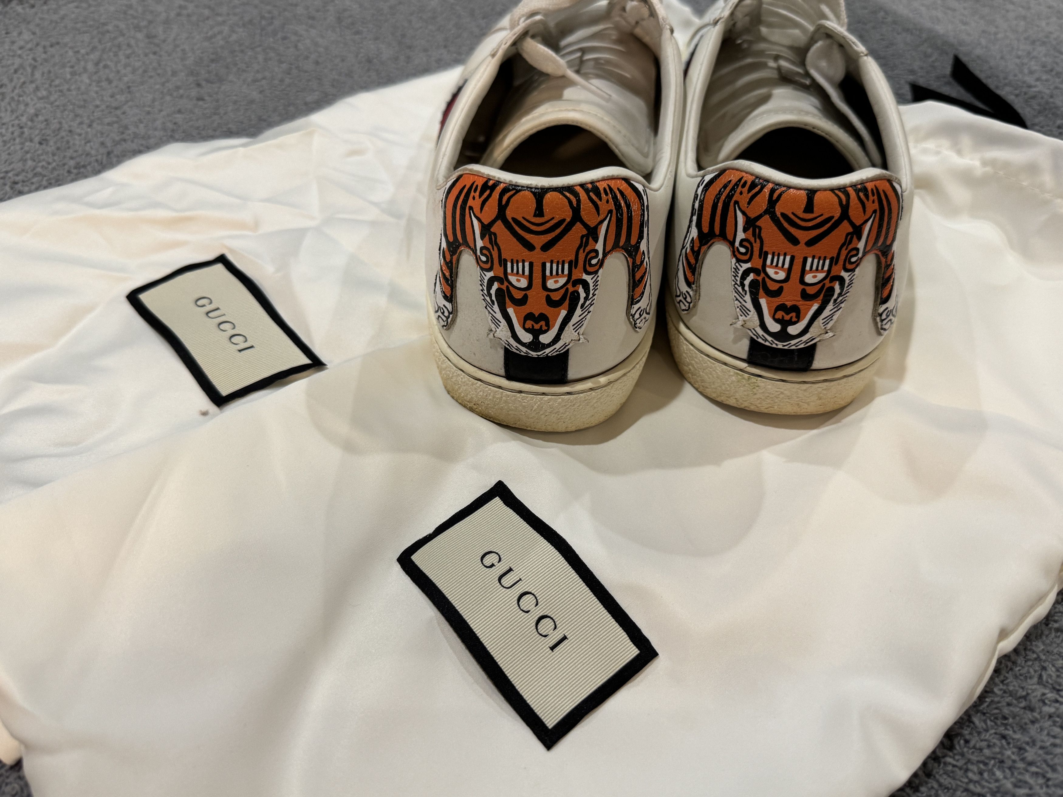Gucci Gucci Ace Tiger Heel Sneakers – White – Size EU 45 Size US 6.5 / EU 39-40 - 3 Thumbnail