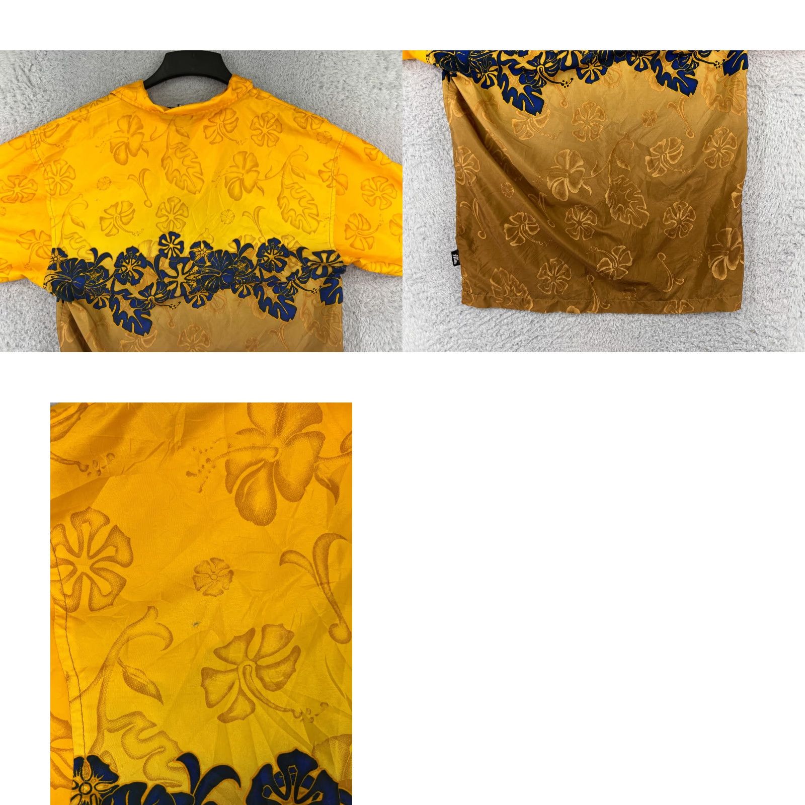 No Fear VINTAGE No Fear Shirt Mens Floral Hawaiian Button Up Yellow Brown Poly Size US M / EU 48-50 / 2 - 9 Thumbnail