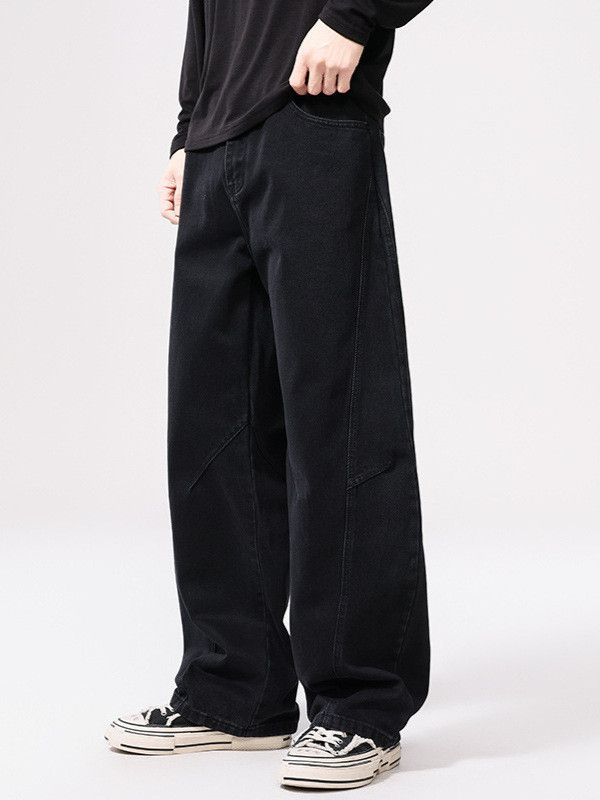 Japanese Brand Men's Black Washed Loose-fitting Retro Curved Jeans Size US 32 / EU 48 - 2 Thumbnail