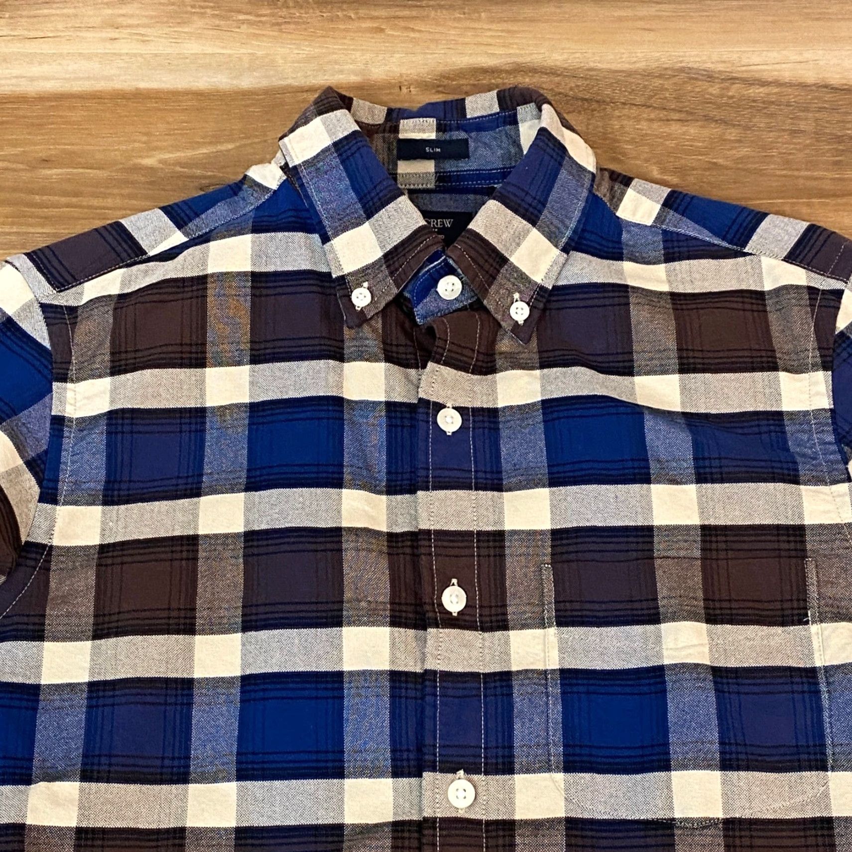 J.Crew J.Crew Oxford Shirt Mens XS Slim Fit Blue Brown Plaid Button Down Casual Shirt Size US XS / EU 42 / 0 - 2 Thumbnail