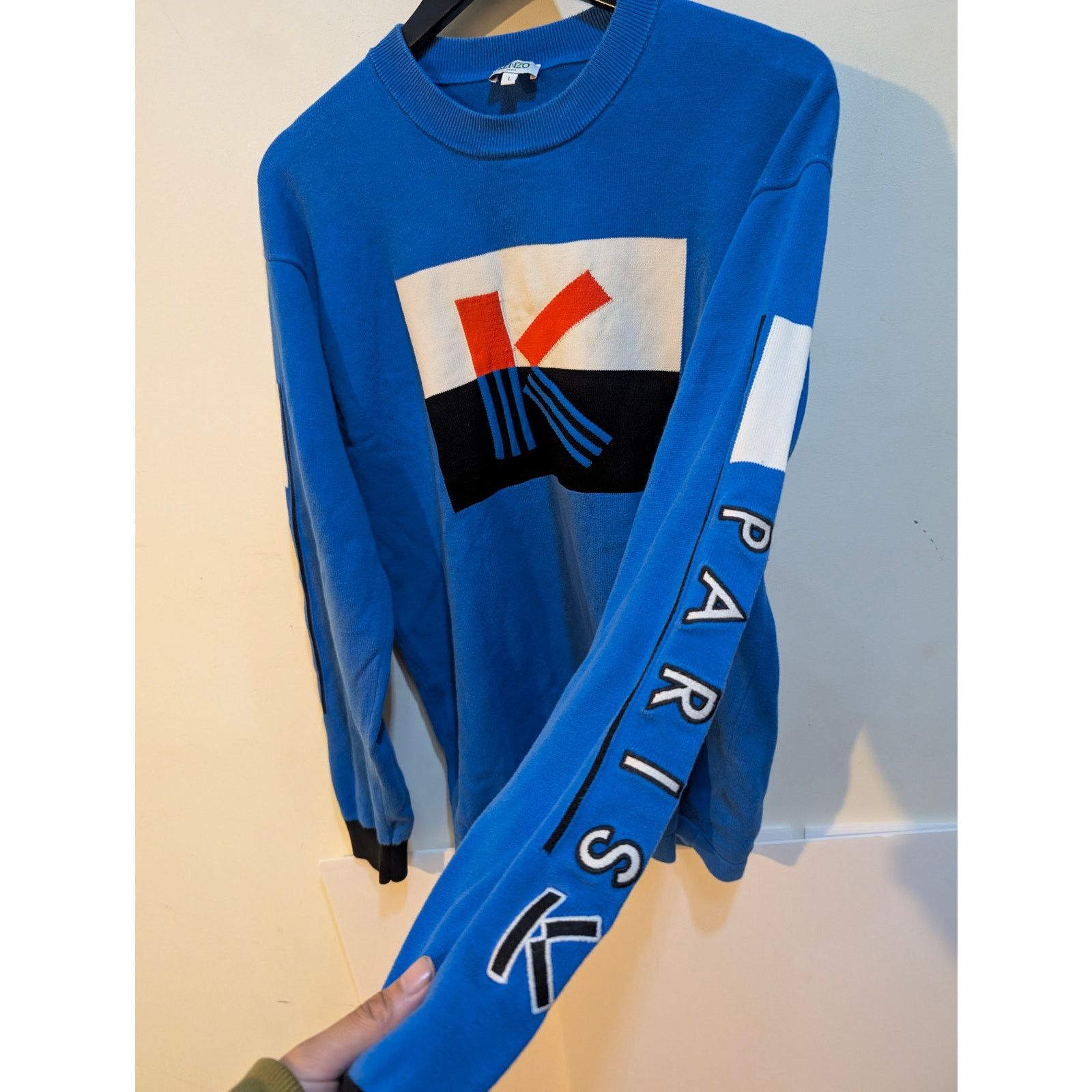 Kenzo Kenzo Paris Blue Letter Colorblock Sweater Sz L ($258 MSRP) Size US L / EU 52-54 / 3 - 6 Thumbnail