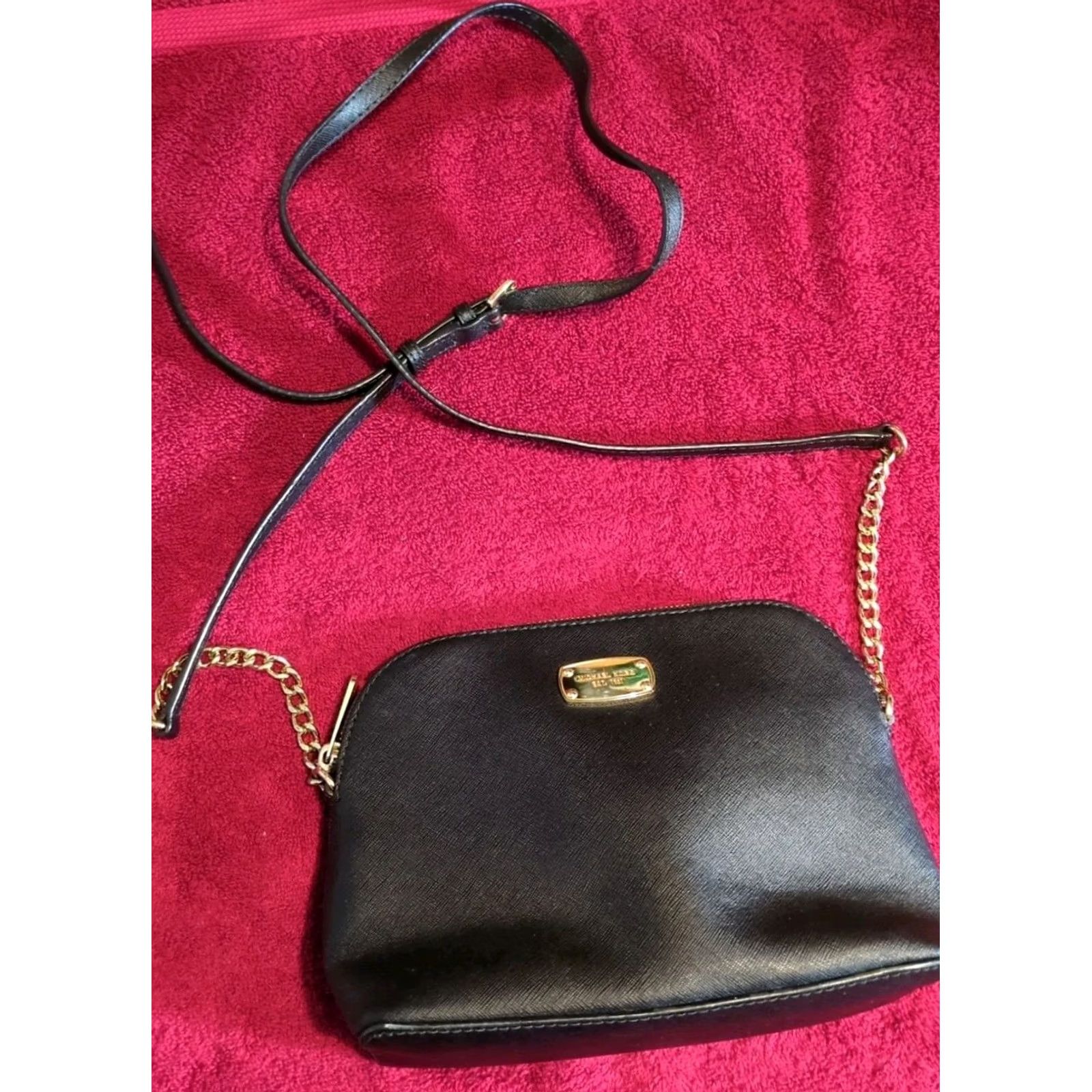 Michael Kors Michael Kors Cindy MK Dome Crossbody Bag Black Saffiano Leather Gold Women's Size ONE SIZE - 2 Thumbnail