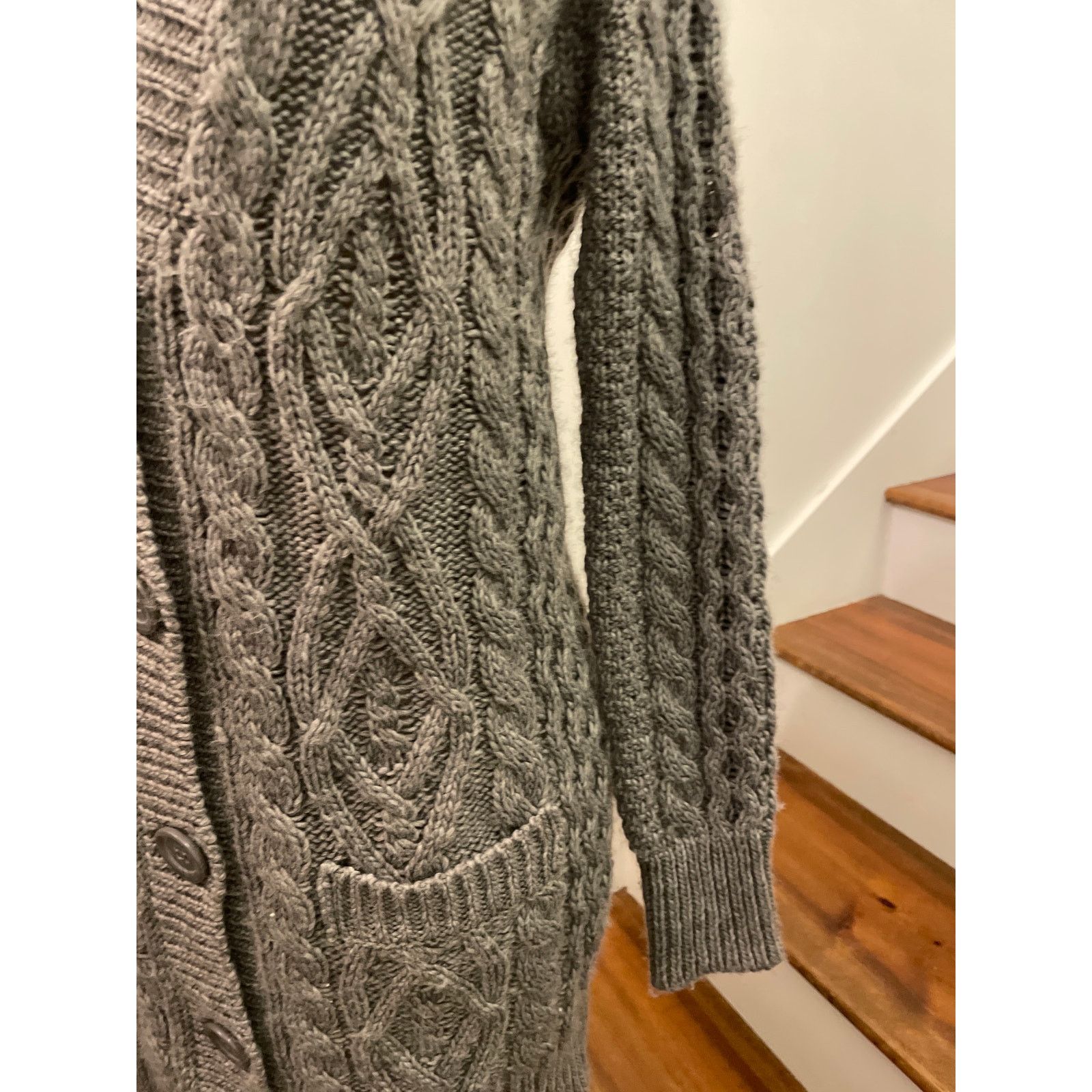 Zara Zara Knit Chunky Cable Knit Wool Blend Gray Cardigan, S Size S / US 4 / IT 40 - 6 Thumbnail