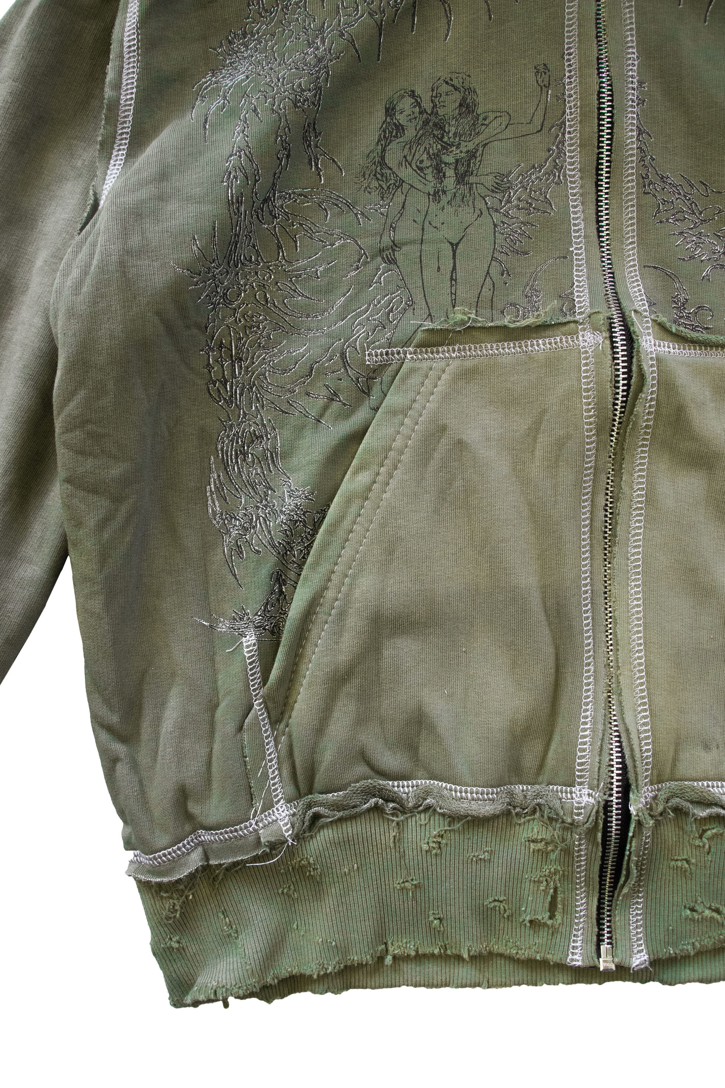 Japanese Brand oedema "nymph" white distressed hoodie Size US L / EU 52-54 / 3 - 6 Thumbnail