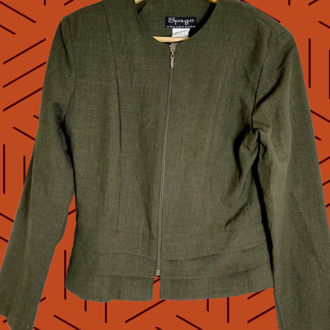 Olive Spago COLLECTION Jacket Olive Green Solid Long Sleeve Women Size 6 Size M / US 6-8 / IT 42-44 - 1 Thumbnail