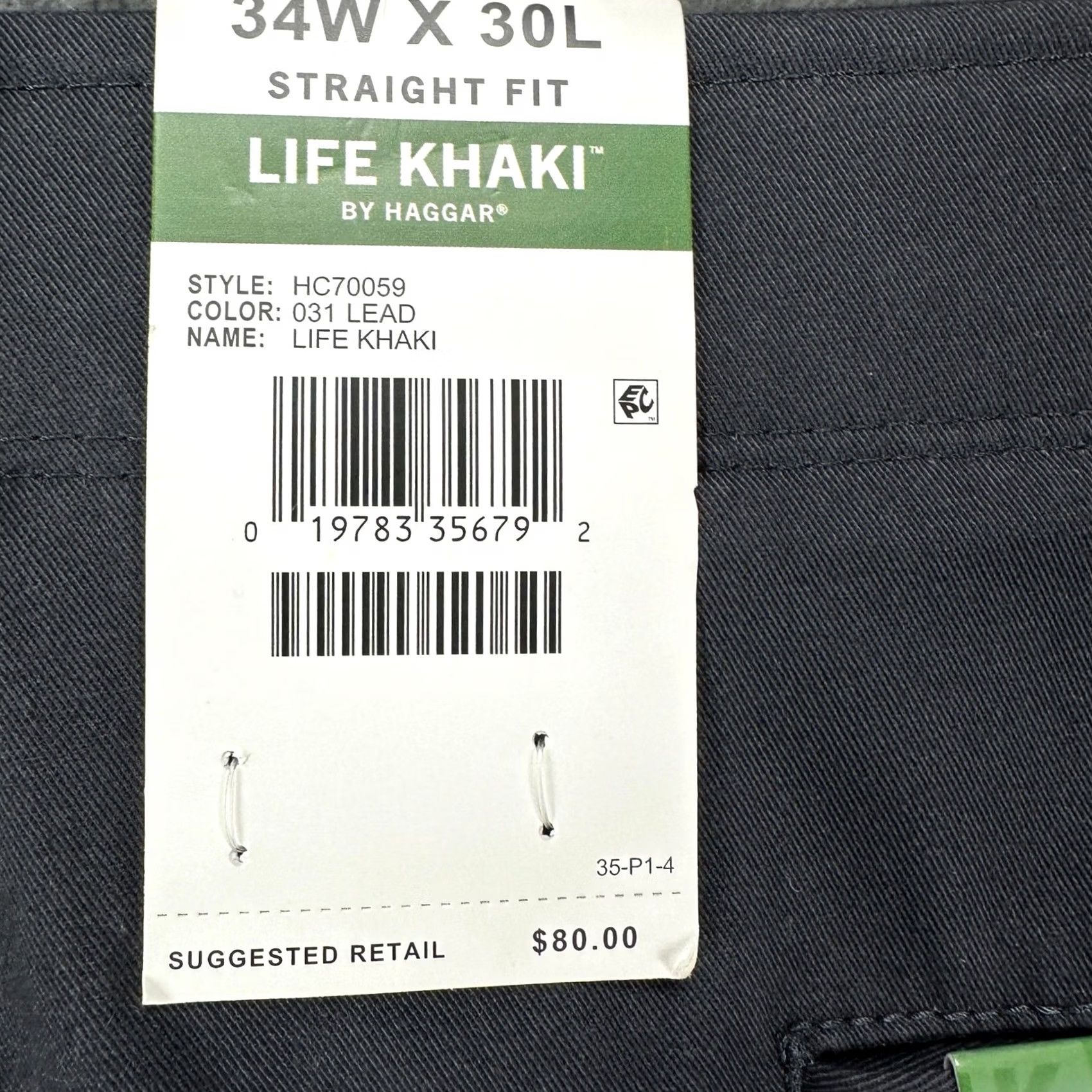 Haggar VINTAGE? No. Haggar Life Khaki Pants Chinos Mens 34X30 Black Comfort Stretch Straight Fit NEW Size US 34 / EU 50 - 7 Thumbnail