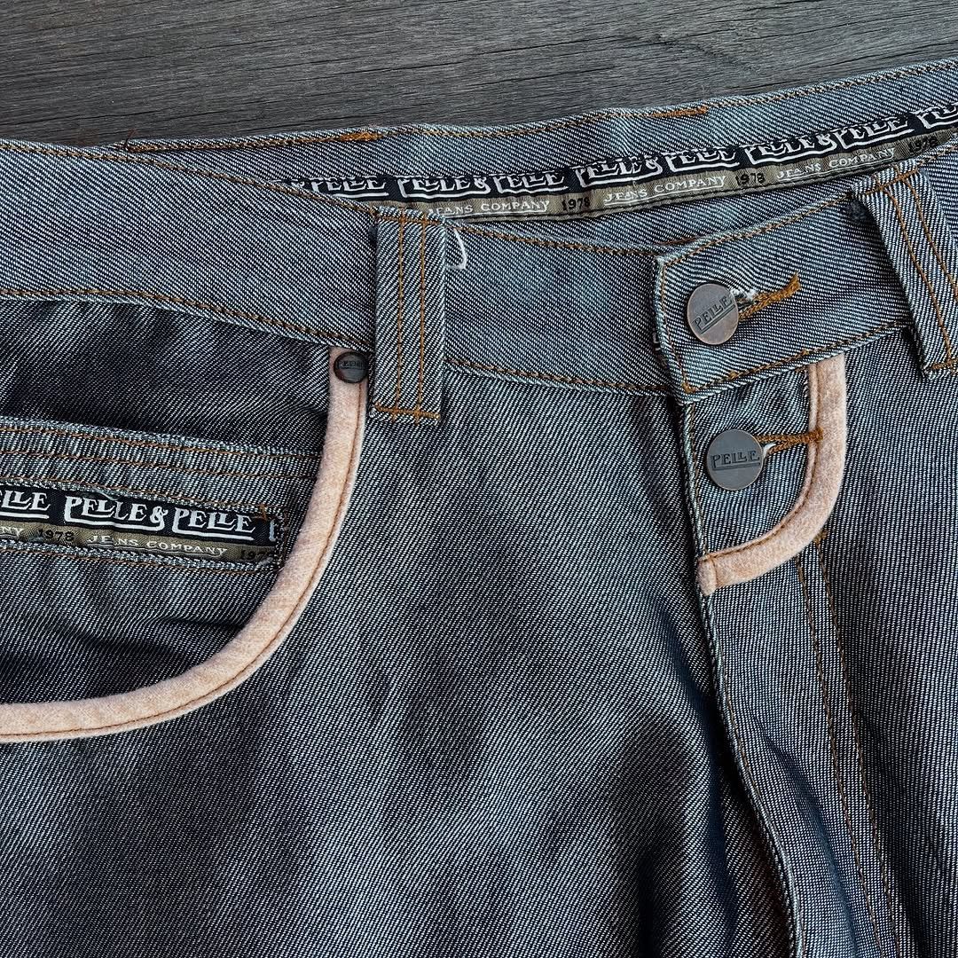 Pelle Pelle Pelle Pelle Y2K metallic silver baggy denim jeans Size US 36 / EU 52 - 16 Thumbnail