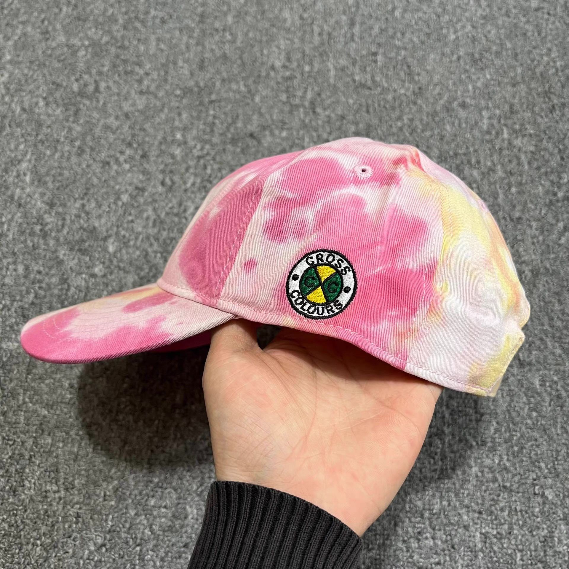 Cross Colours Cross EmbroideredTie-DyeCurved BrimBaseball Cap Visor Q7 Size ONE SIZE - 9 Thumbnail