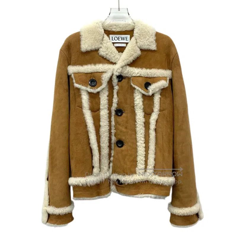 Loewe Loewe Dark brown lamb leather collar single-breasted long- Size US S / EU 44-46 / 1 - 1 Thumbnail