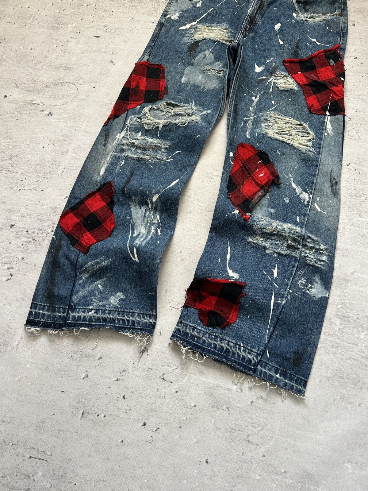 Levi's Vintage Clothing 💥Y2k Vintage Levis Distressed Wide Leg Flared Jeans Japan💥 Size US 36 / EU 52 - 3 Thumbnail