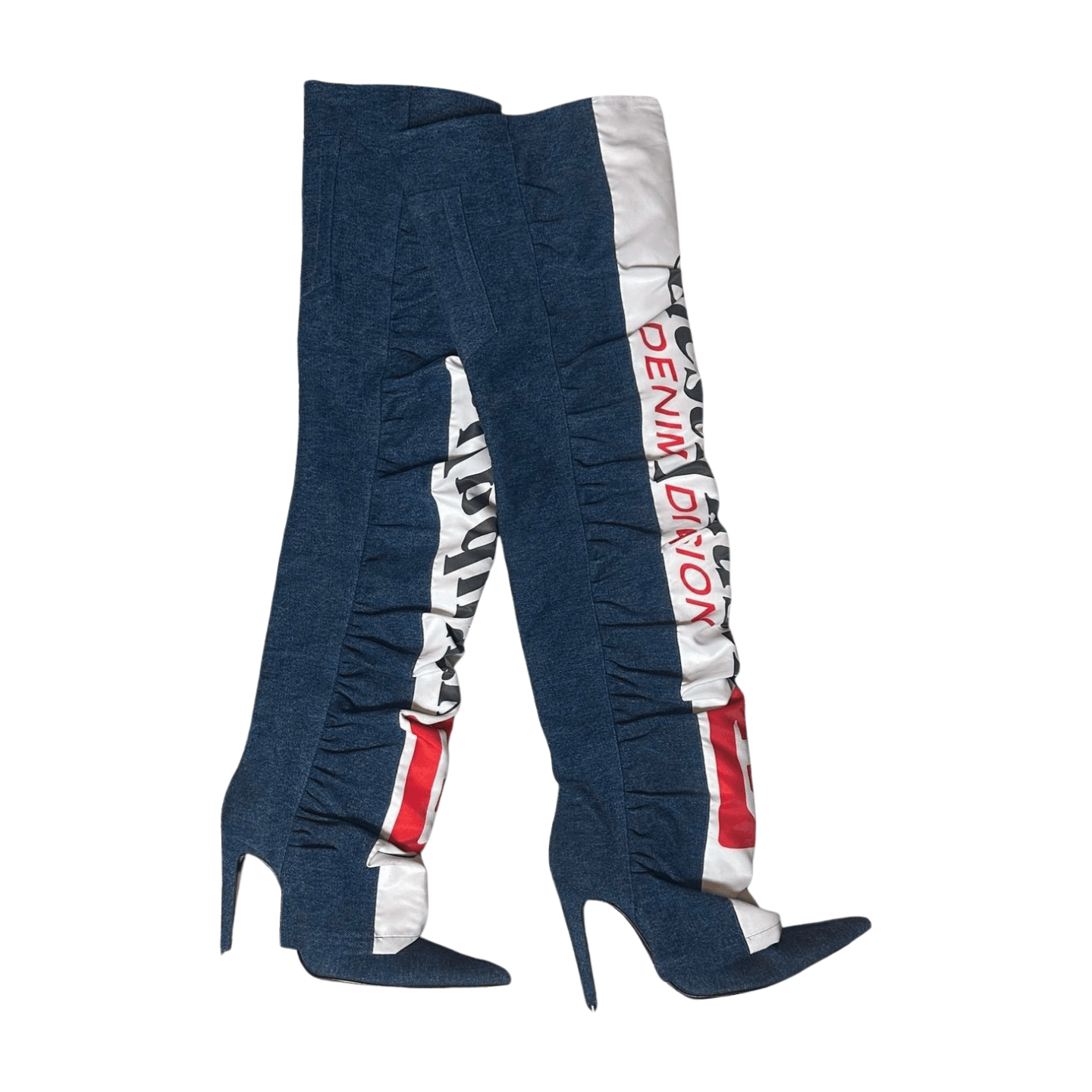 Diesel Shayne Oliver x Diesel Red Tag 115mm Thigh-High Denim Boots Size US 9 / IT 39 - 4 Thumbnail