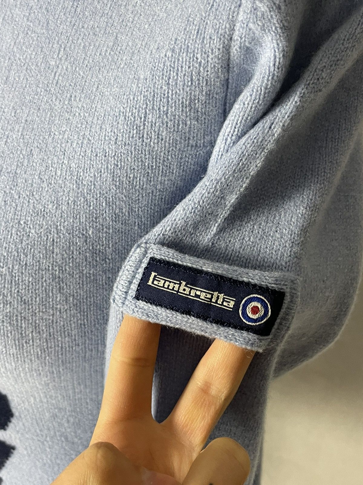 Lambretta Lambretta wool zip sweater L y2k baby blue vintage Size L / US 10 / IT 46 - 4 Thumbnail