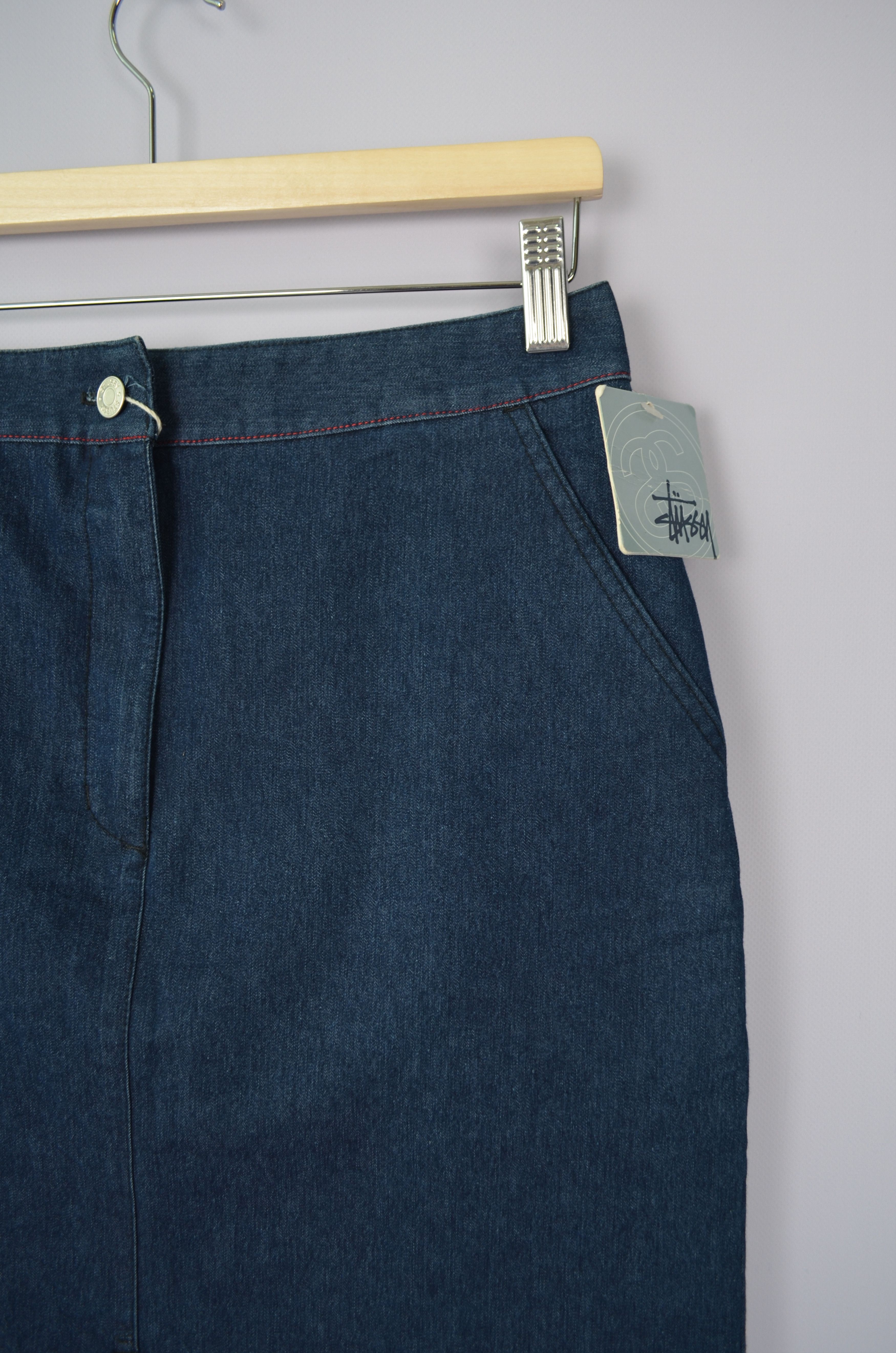 Designer × Stussy Stussy Blue Denim Long Skirt Size 7 / 28 Small y2k 00s NWT Size 28" / US 6 / IT 42 - 14 Thumbnail