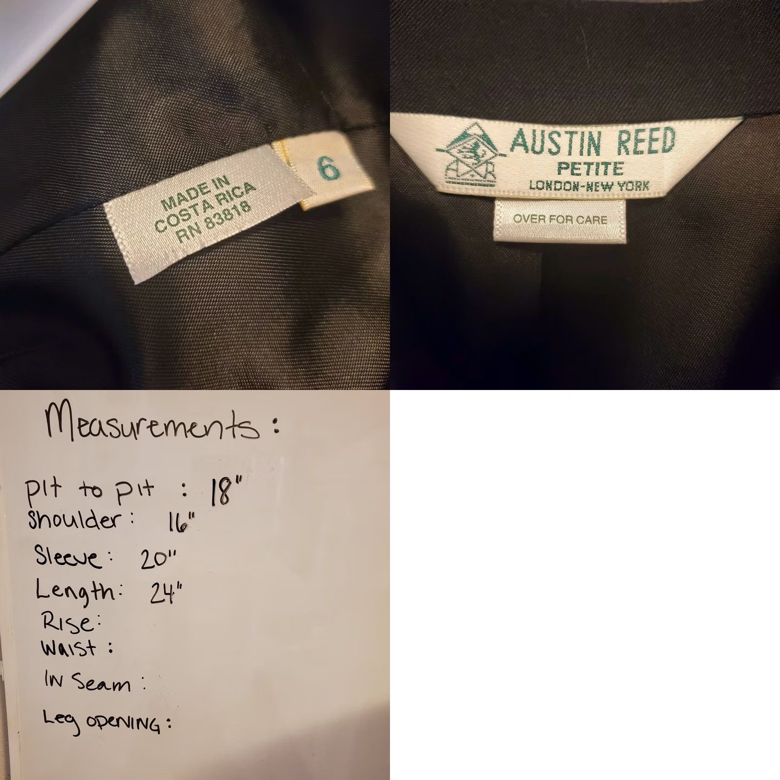 Austin Reed Vintage Austin Reed Womens Blazer Jacket Sz 6P Black 100% Worsted Wool Single Button - Business, Casual, Travel, Workwear Size M / US 6-8 / IT 42-44 - 8 Thumbnail