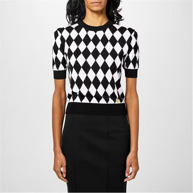 Balmain o1g2r1mq0924 Diamond Knitted T-Shirts in Black & White Size XS / US 0-2 / IT 36-38 - 3 Thumbnail