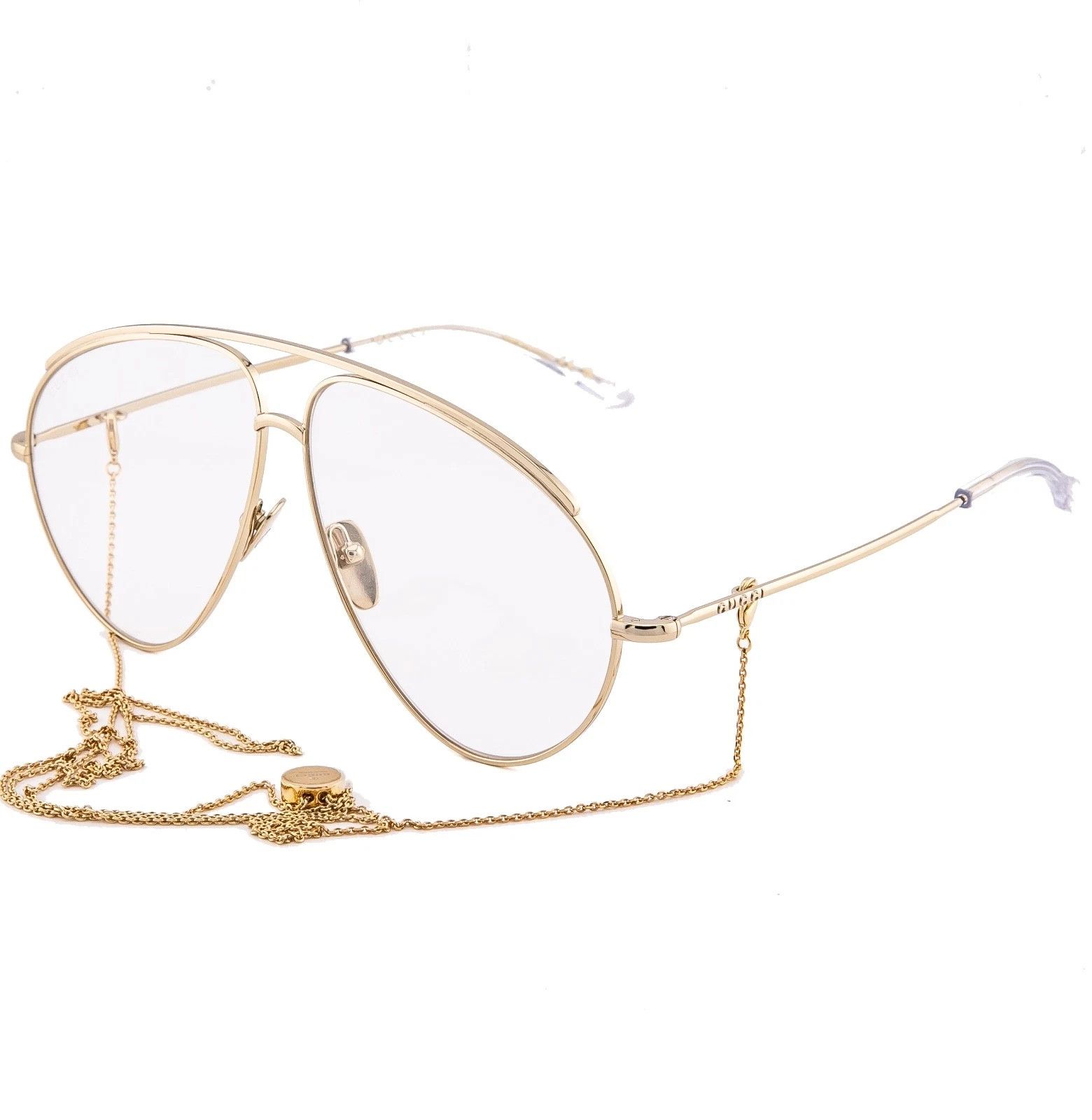Gucci GUCCI 1654 Gg1654S Gold Clear Chain Charm Style Sunglass 010 Size ONE SIZE - 2 Thumbnail
