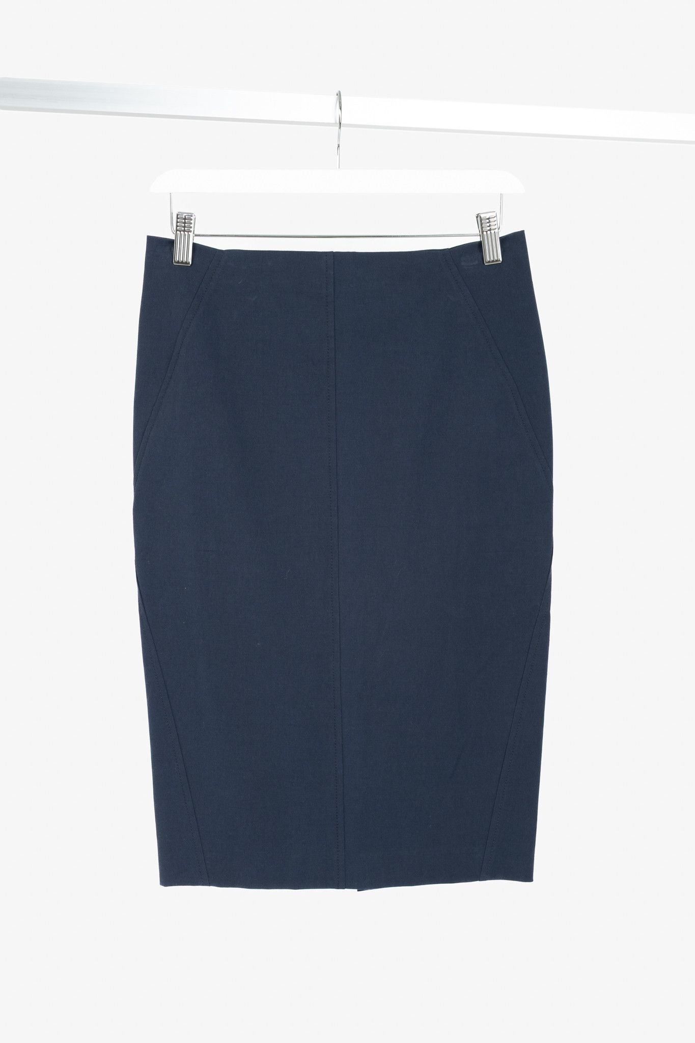 Brunello Cucinelli Brunello Cucinelli Navy Cotton Pencil Skirt Size 27" / US 4 / IT 40 - 1 Thumbnail